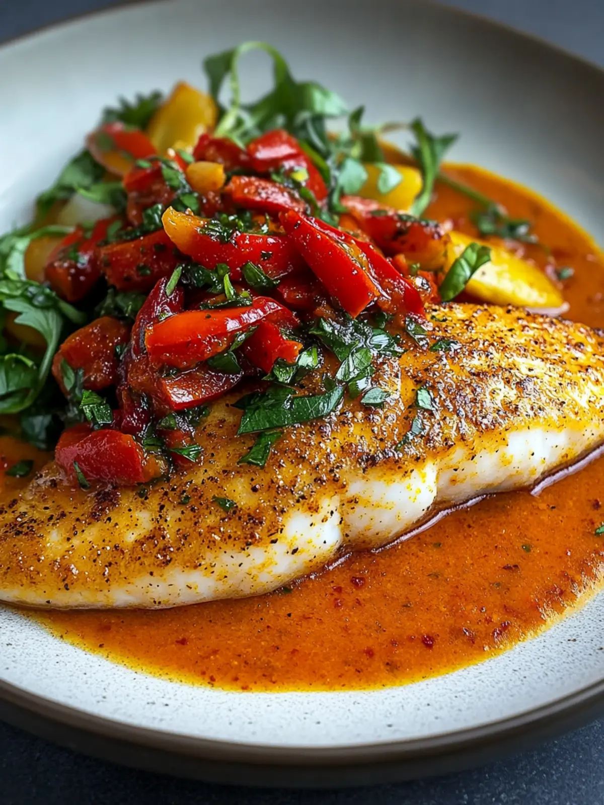 Tilapia in Bold Roasted Pepper Sauce for Flavorful Dinner Bliss 4 Tilapia in Bold Roasted Pepper Sauce