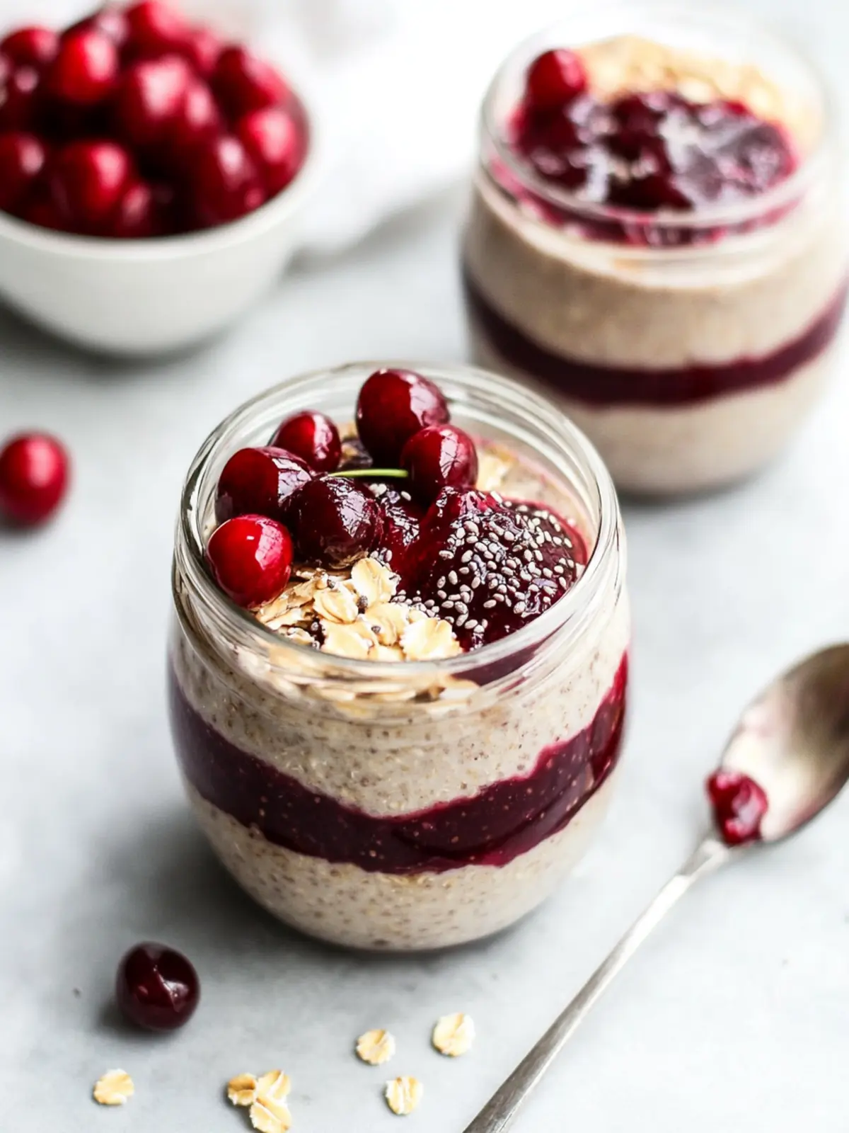 Delicious Overnight Oats with Cherry Chia Seed Jam Magic 5 Overnight Oats with Cherry Chia Seed Jam