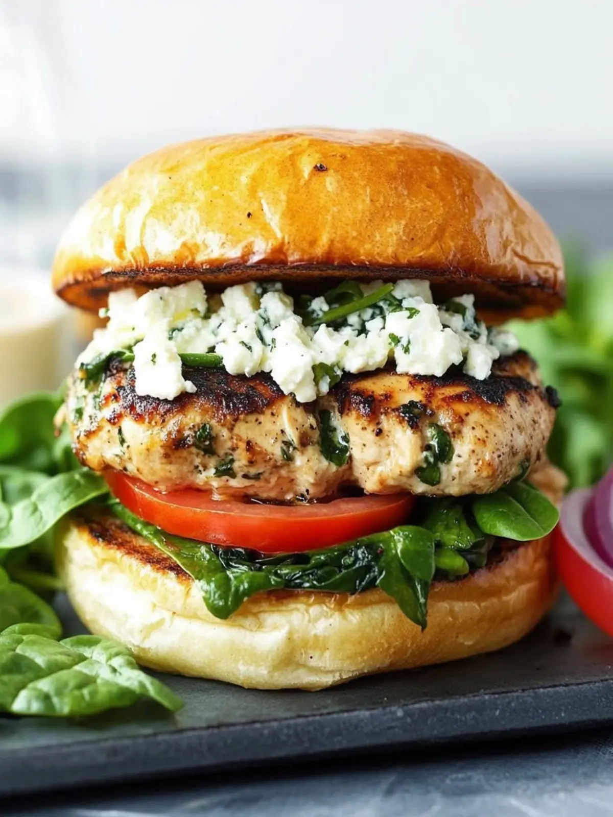Ultimate Chicken Burgers with Feta Cheese and Spinach Delight 4 Chicken Burgers with Feta Cheese and Spinach