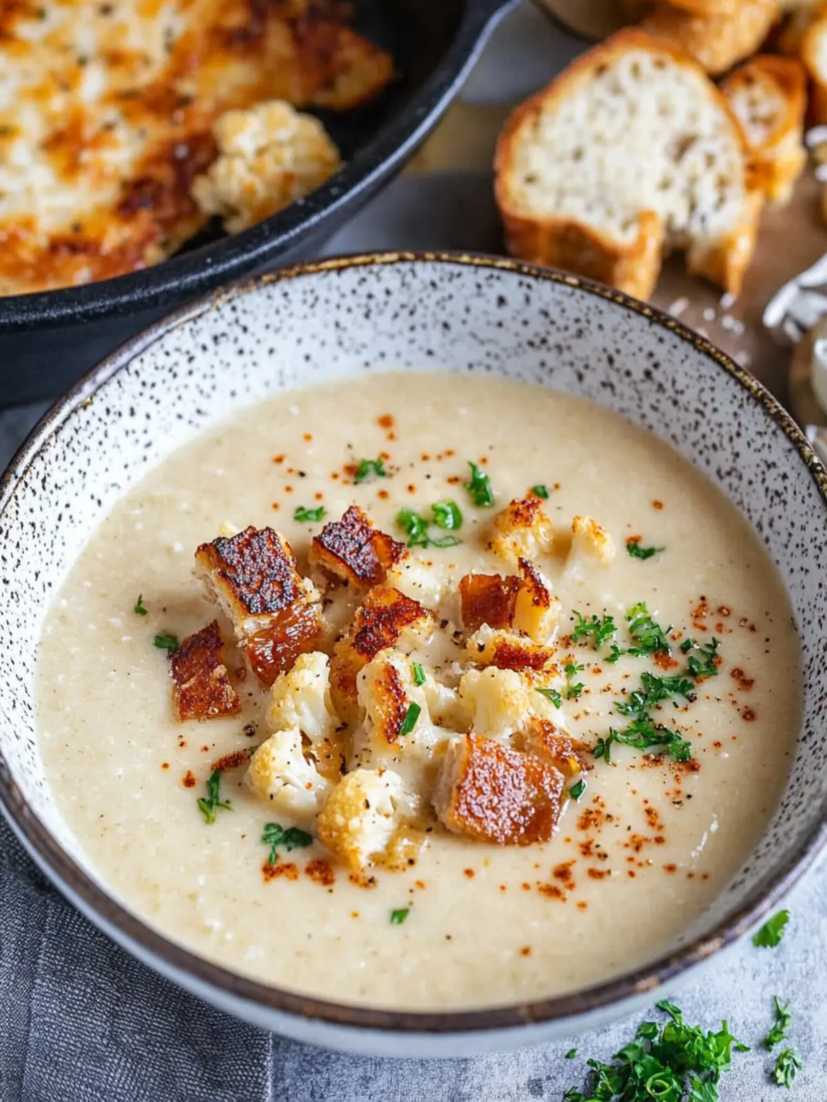 Creamy Asiago Roasted Garlic Cauliflower Soup to Warm You Up 2 Asiago Roasted Garlic Cauliflower Soup