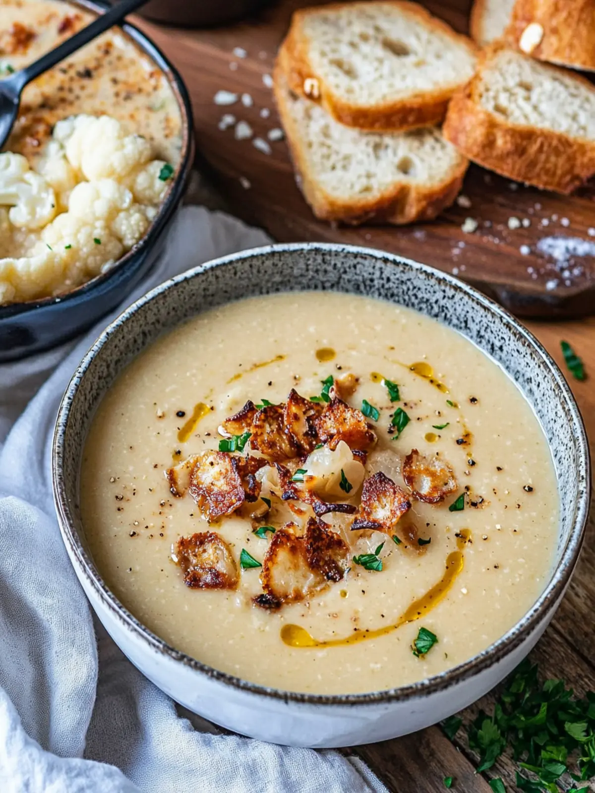 Creamy Asiago Roasted Garlic Cauliflower Soup to Warm You Up 3 Asiago Roasted Garlic Cauliflower Soup