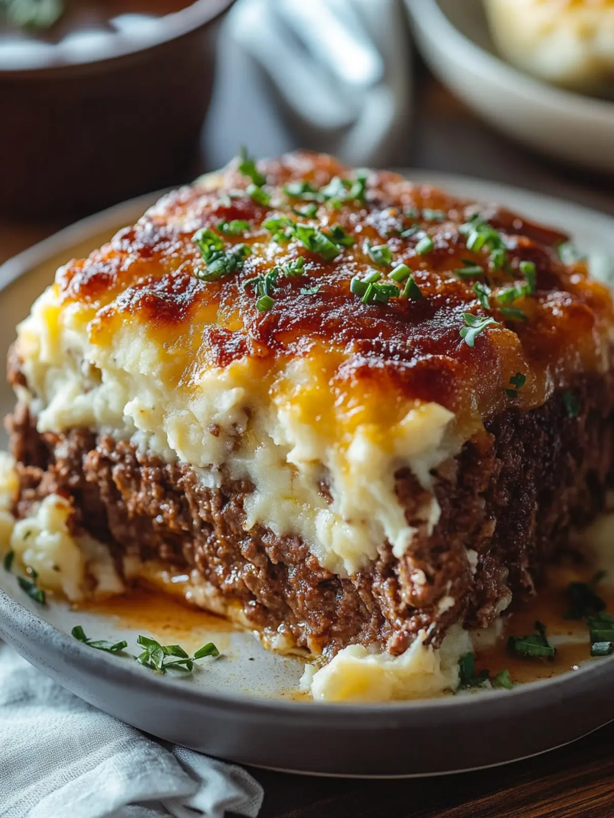 Savor Comfort: Meatloaf with Mashed Potatoes and Cheese Delight 5 Meatloaf with Mashed Potatoes and Cheese