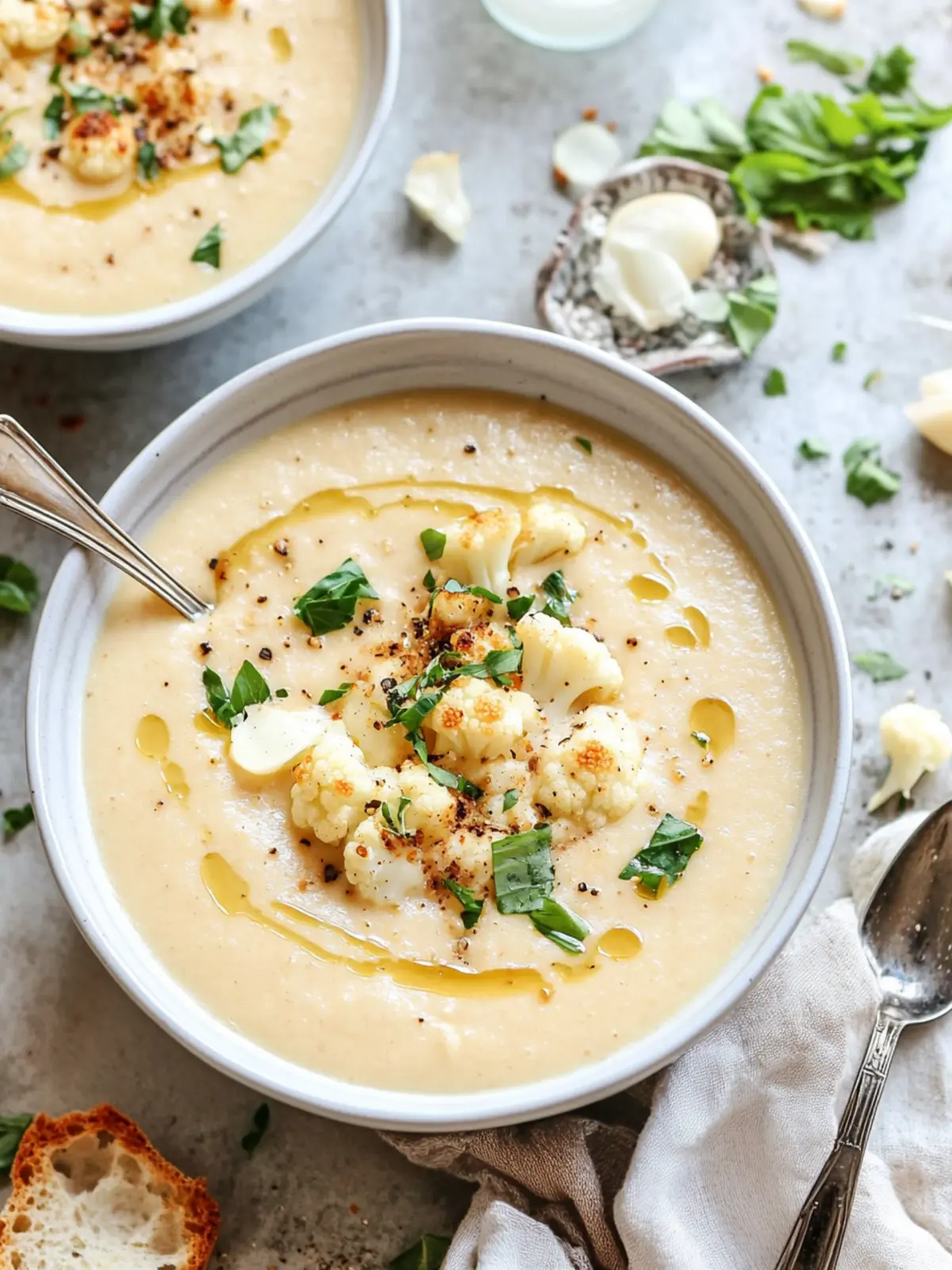Savory Creamy Cheddar Cauliflower & Roasted Garlic Soup Delight 2 Creamy Cheddar Cauliflower & Roasted Garlic Soup