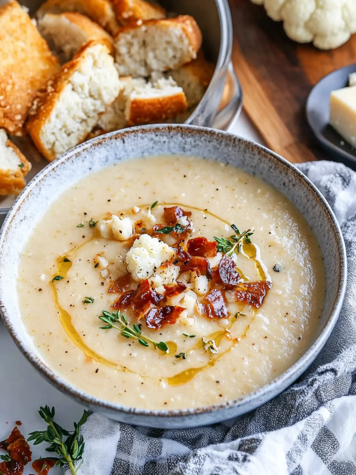 Creamy Asiago Roasted Garlic Cauliflower Soup to Warm You Up 5 Asiago Roasted Garlic Cauliflower Soup