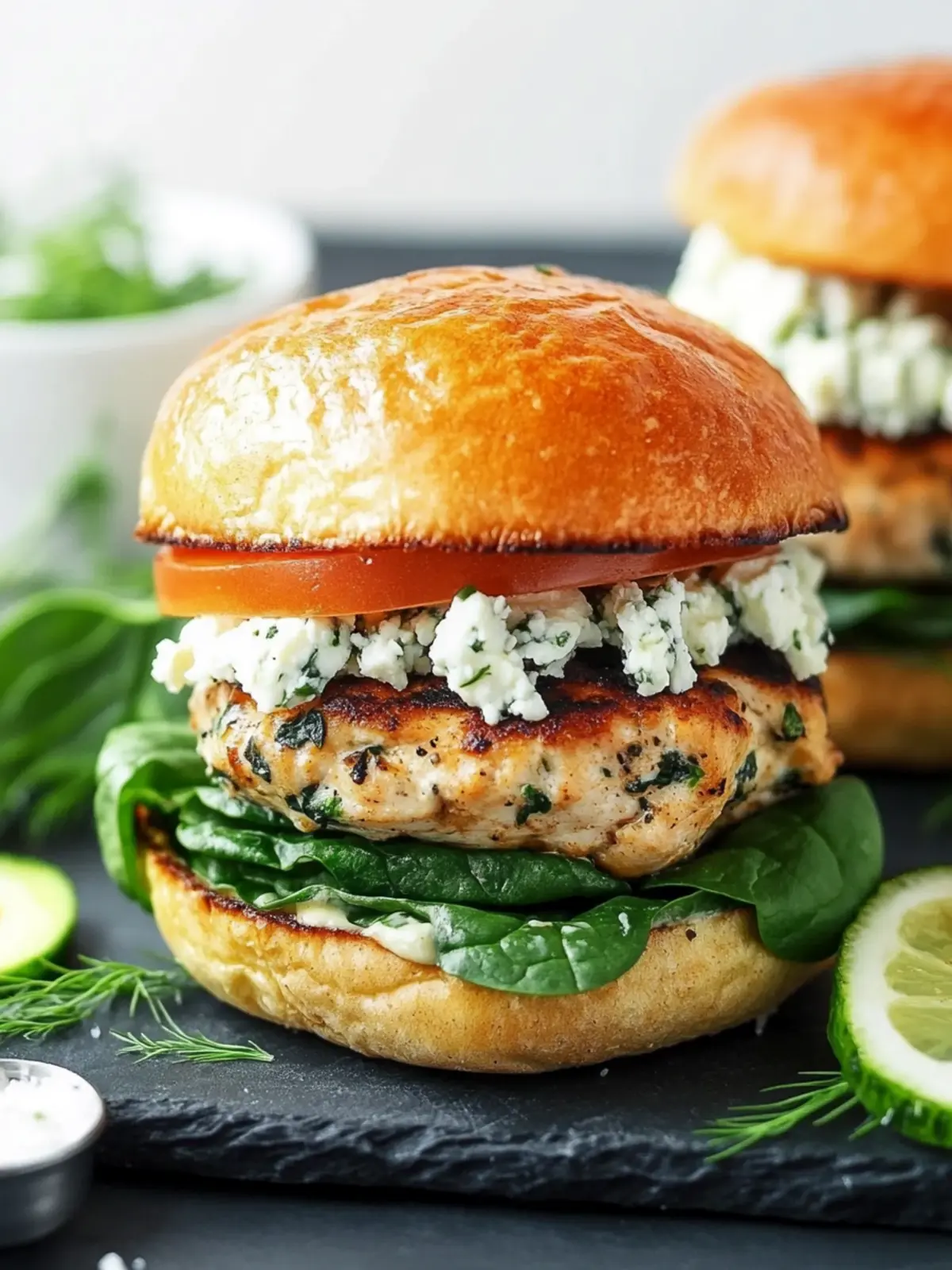 Ultimate Chicken Burgers with Feta Cheese and Spinach Delight 5 Chicken Burgers with Feta Cheese and Spinach