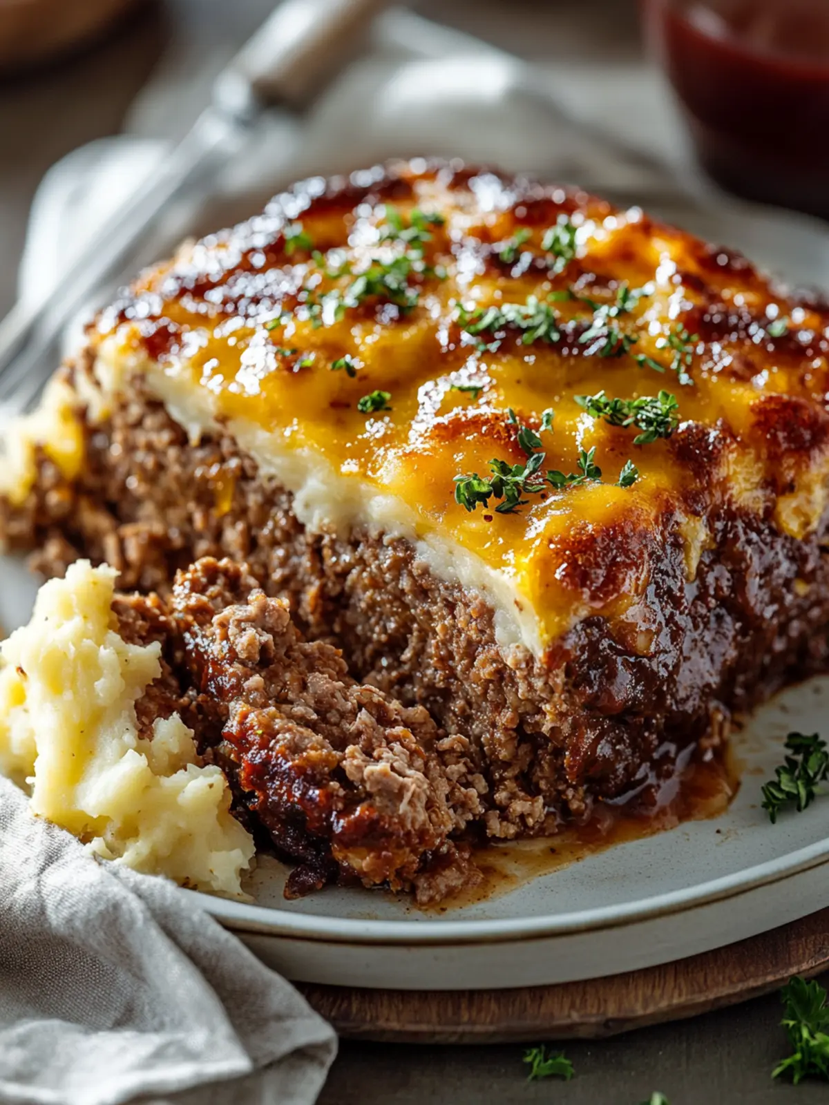Savor Comfort: Meatloaf with Mashed Potatoes and Cheese Delight 4 Meatloaf with Mashed Potatoes and Cheese