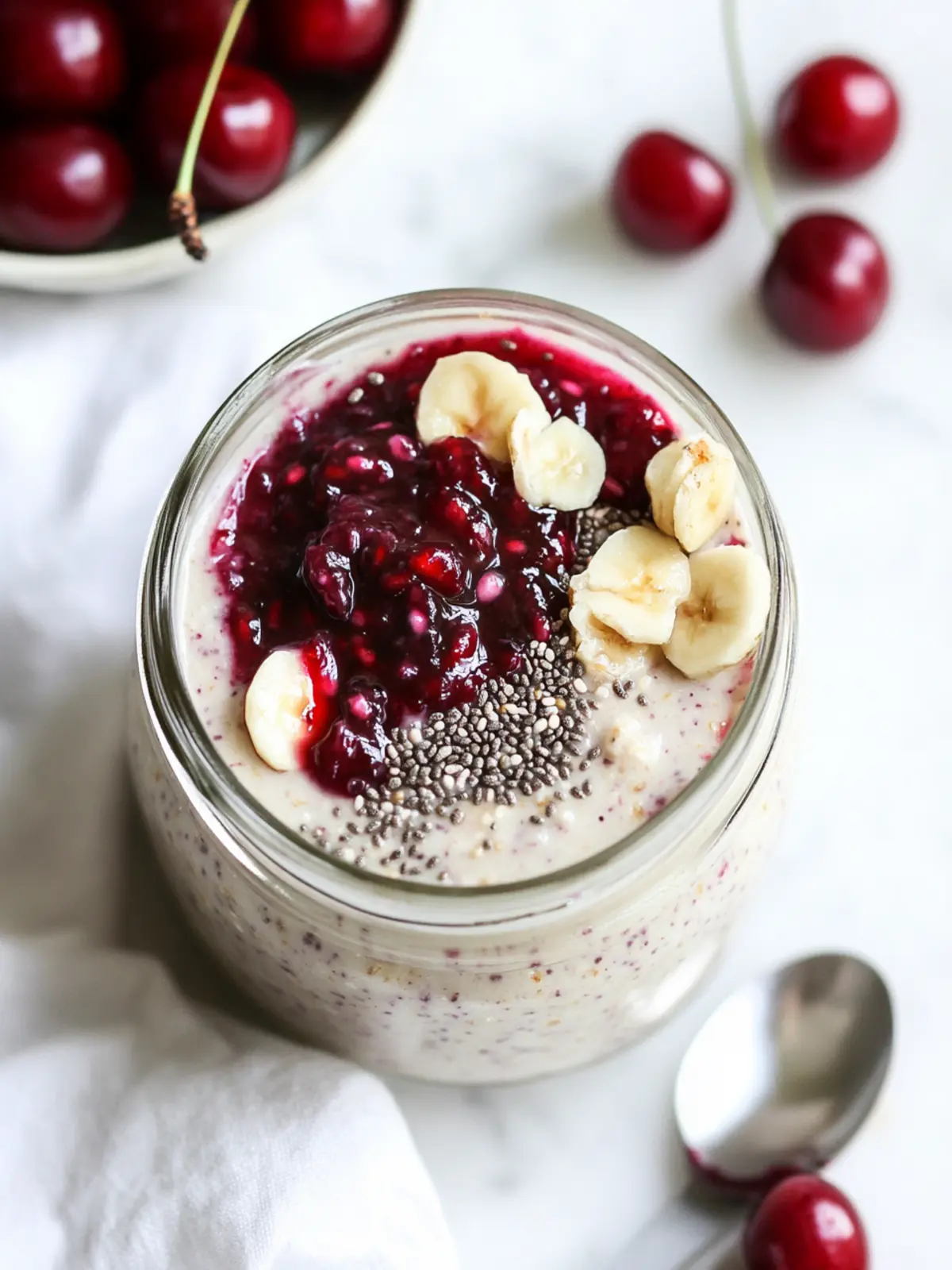 Delicious Overnight Oats with Cherry Chia Seed Jam Magic 4 Overnight Oats with Cherry Chia Seed Jam