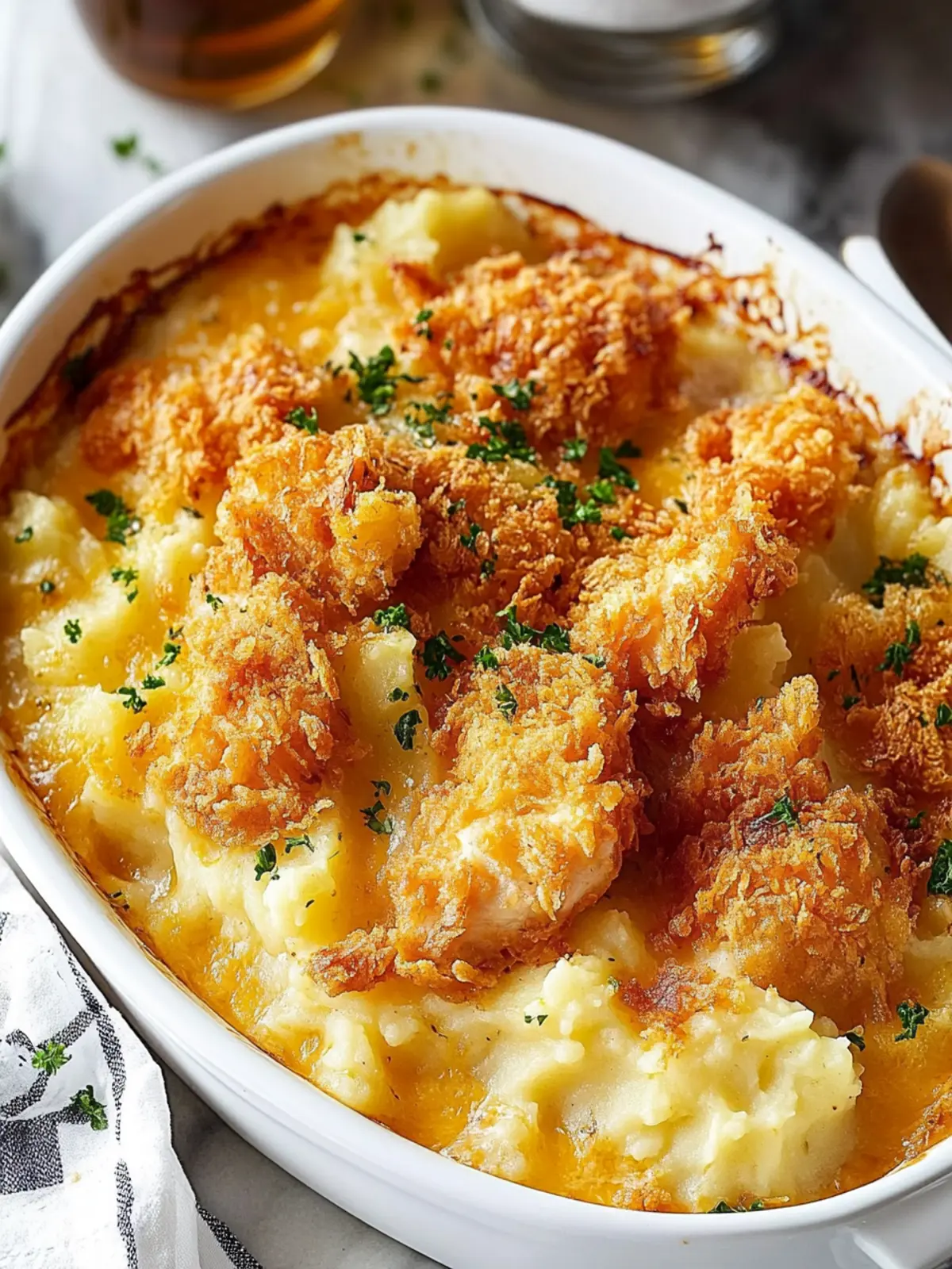 Crispy Chicken Mashed Potato Casserole for Ultimate Comfort 3 Mashed Potato Casserole with Crispy Chicken