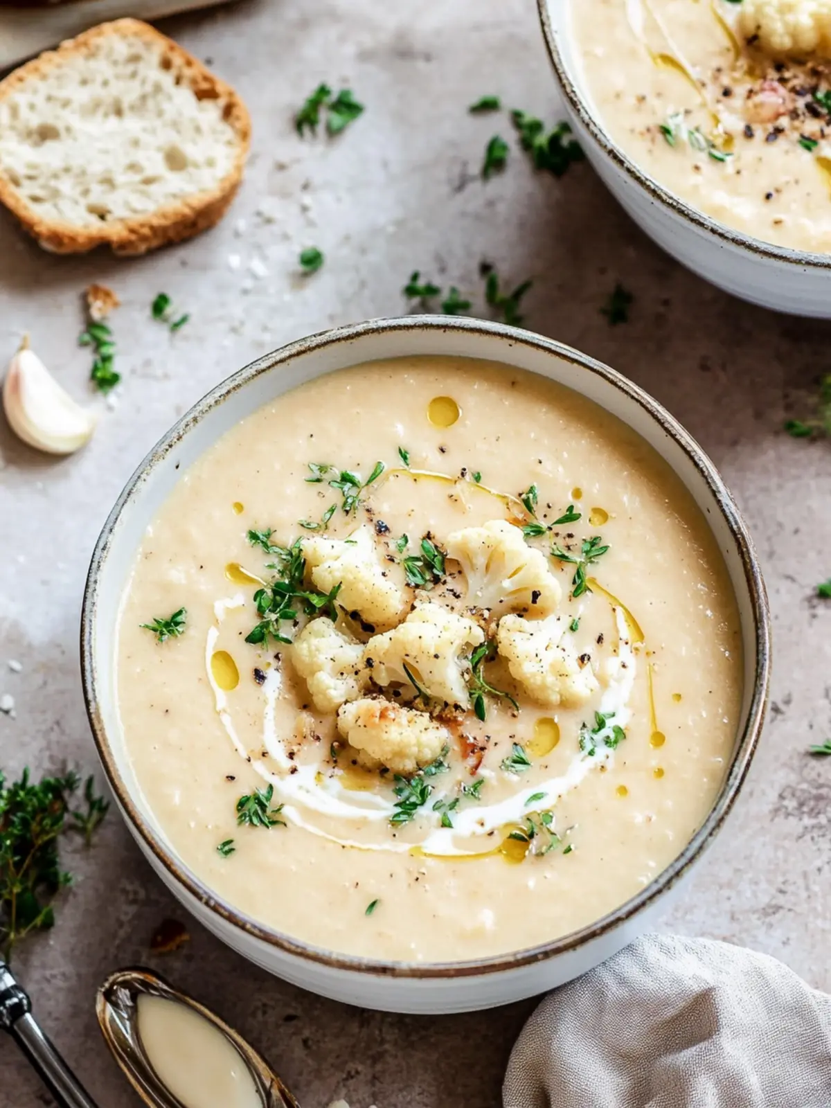 Savory Creamy Cheddar Cauliflower & Roasted Garlic Soup Delight 4 Creamy Cheddar Cauliflower & Roasted Garlic Soup