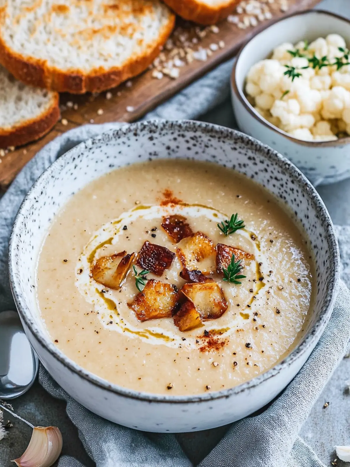 Creamy Asiago Roasted Garlic Cauliflower Soup to Warm You Up 4 Asiago Roasted Garlic Cauliflower Soup