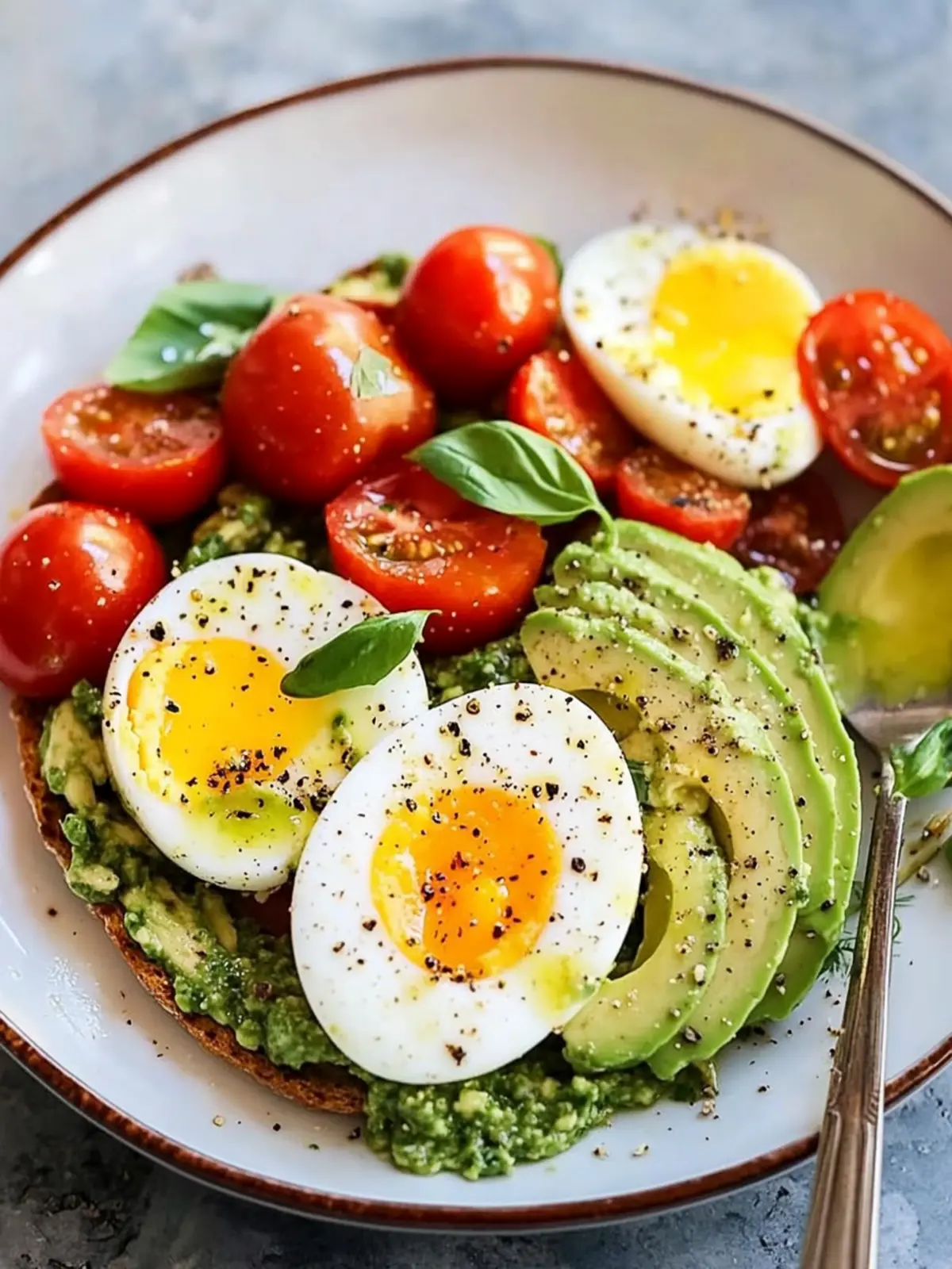 Pesto Tomato, Egg & Avocado Breakfast Salad to Brighten Mornings 3 Pesto Tomato, Egg & Avocado Breakfast Salad