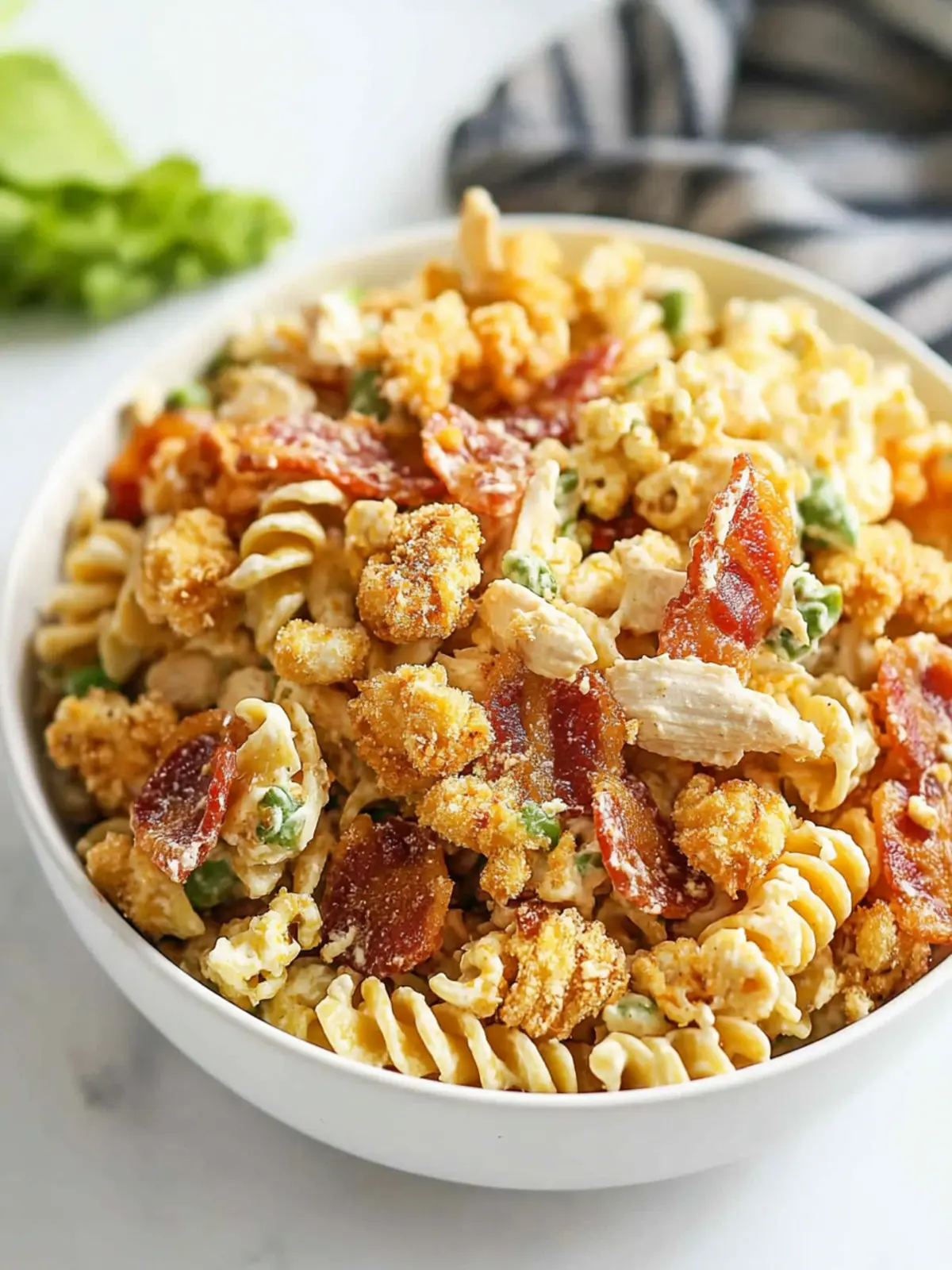 Delicious Popcorn Chicken Bacon Ranch Pasta Salad You’ll Love 2 Popcorn Chicken Bacon Ranch Pasta Salad