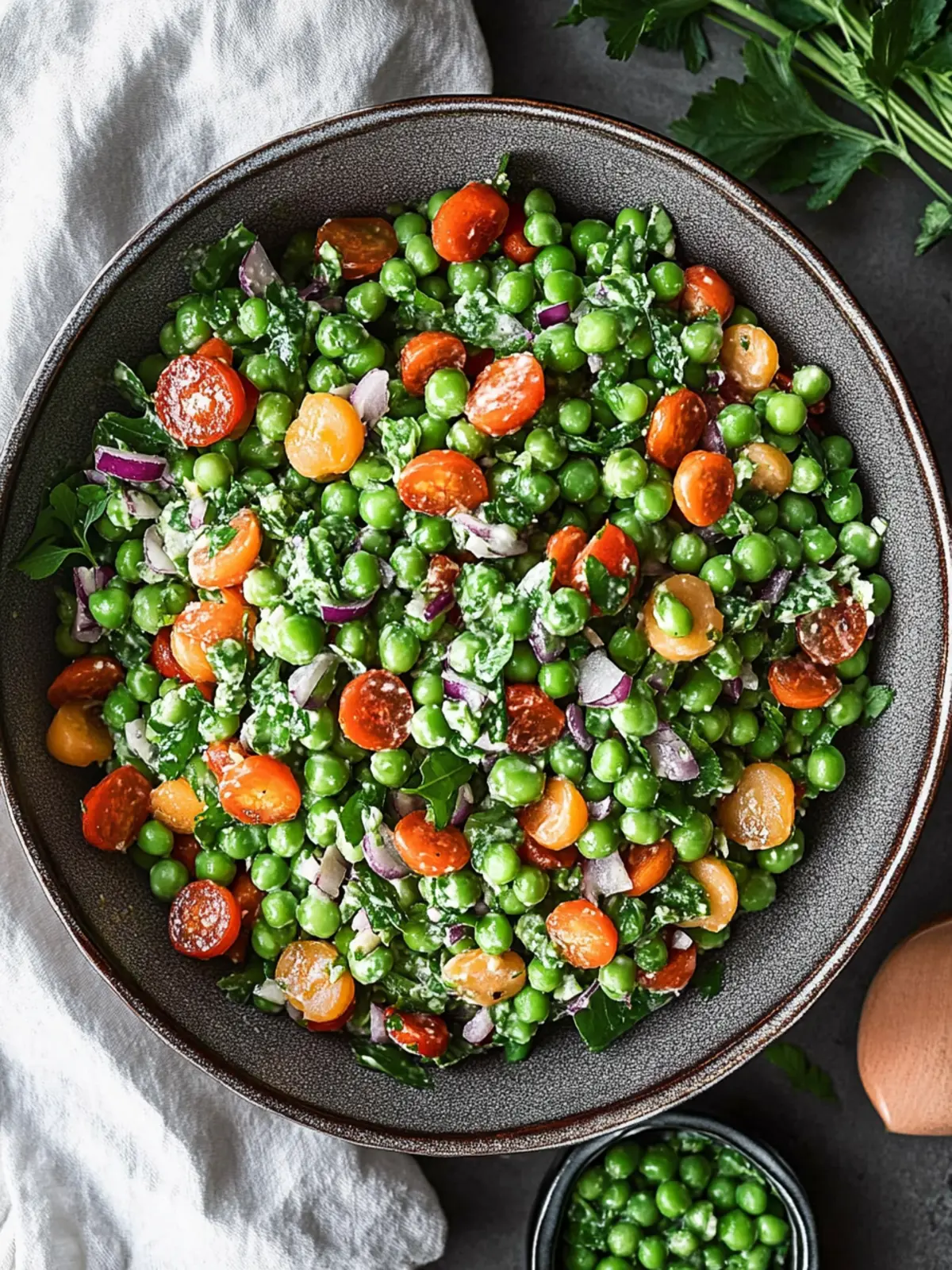 Zesty Pea Salad with Crispy Bacon and Cheddar Delight 2 Pea Salad