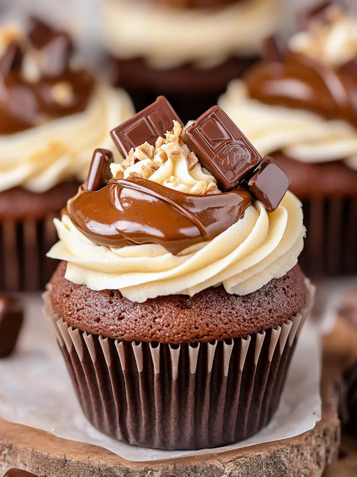Decadent Kinder Bueno Cupcakes with Hazelnut Mousse Delight 3 Kinder Bueno Cupcakes