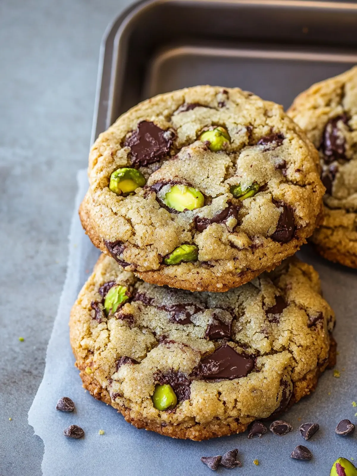 Decadent Salted Pistachio Dark Chocolate Chip Cookies Recipe 3 Salted Pistachio Dark Chocolate Chip Cookies