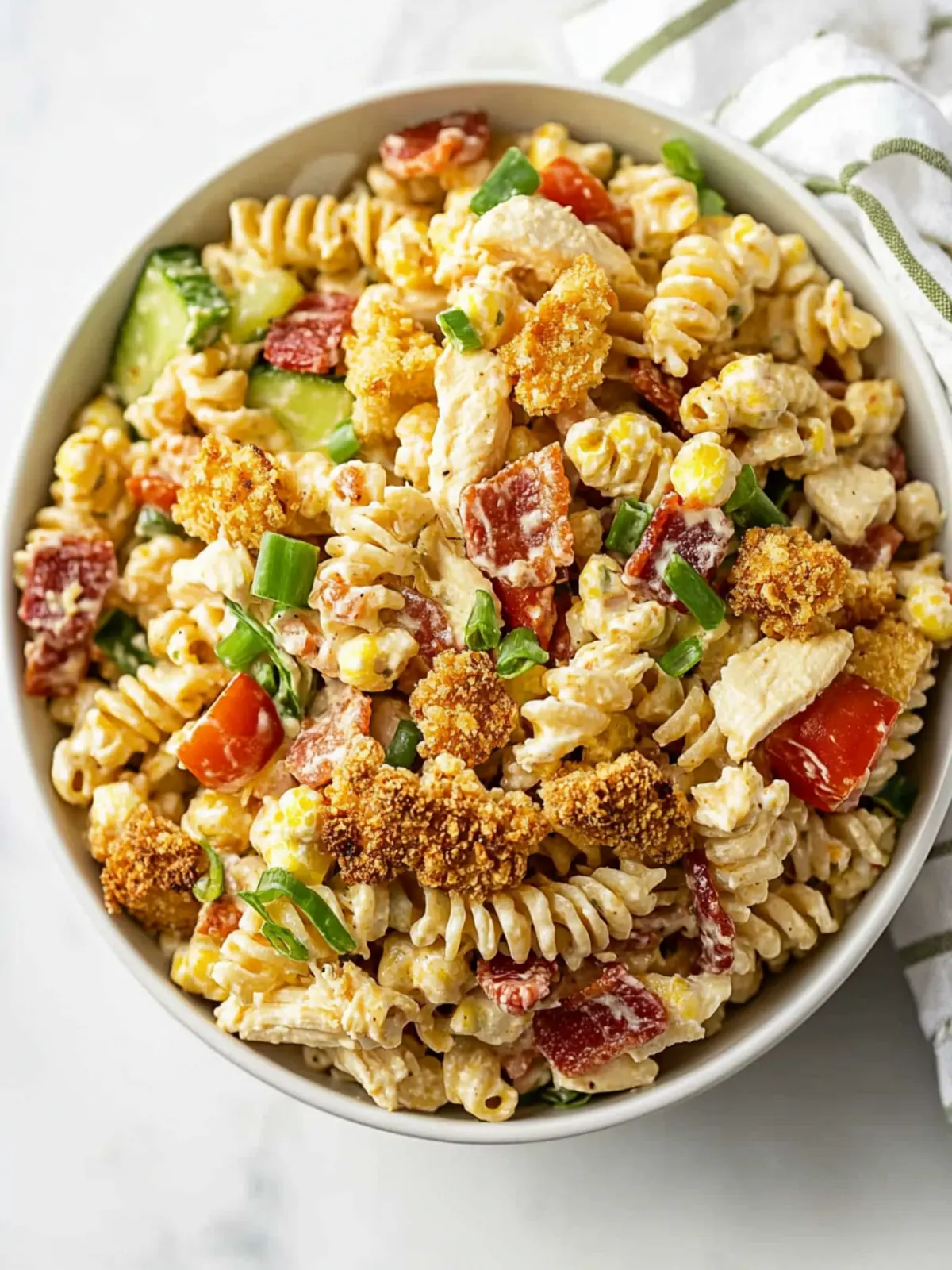 Delicious Popcorn Chicken Bacon Ranch Pasta Salad You’ll Love 4 Popcorn Chicken Bacon Ranch Pasta Salad