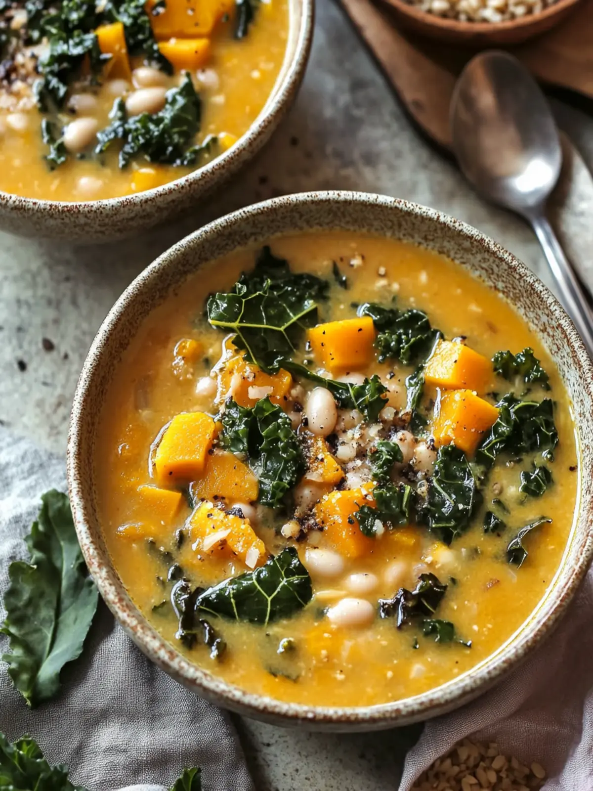 Cozy Butternut Squash, Kale and White Bean Soup Delight 2 Butternut Squash, Kale and White Bean Soup