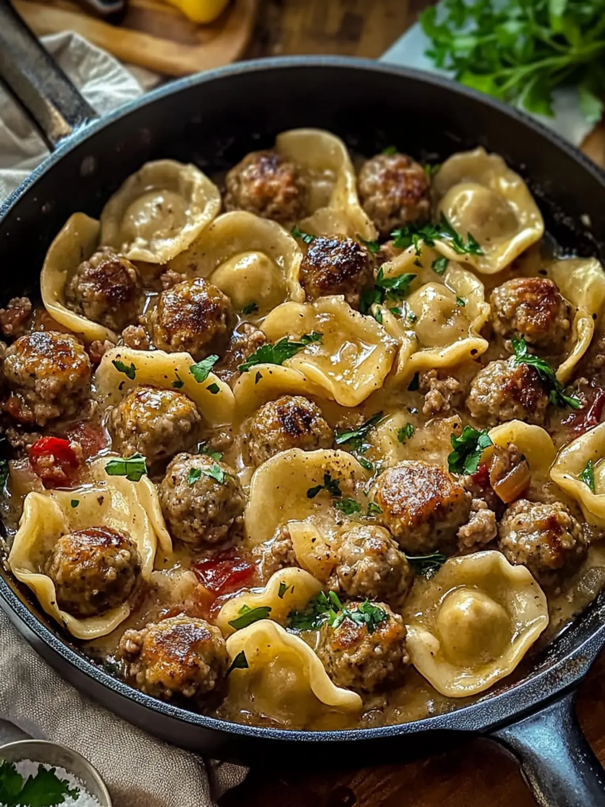 Savor the Pierogi and Meatball Skillet Delight at Home 2 Pierogi and Meatball Skillet