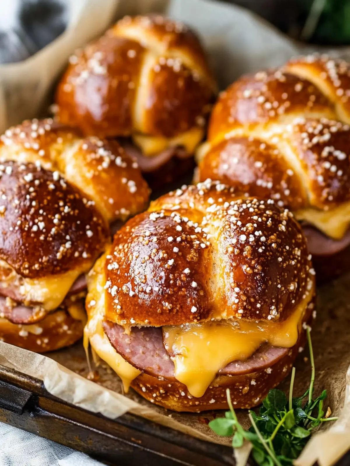 Irresistible Honey Mustard Ham & Cheese Pretzel Sliders to Love 3 Honey Mustard Ham & Cheese Pretzel Sliders