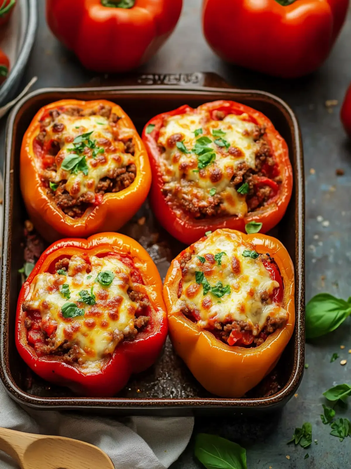 Irresistible Low Carb Pizza Stuffed Peppers with Ground Beef 4 Low Carb Pizza Stuffed Peppers with Ground Beef