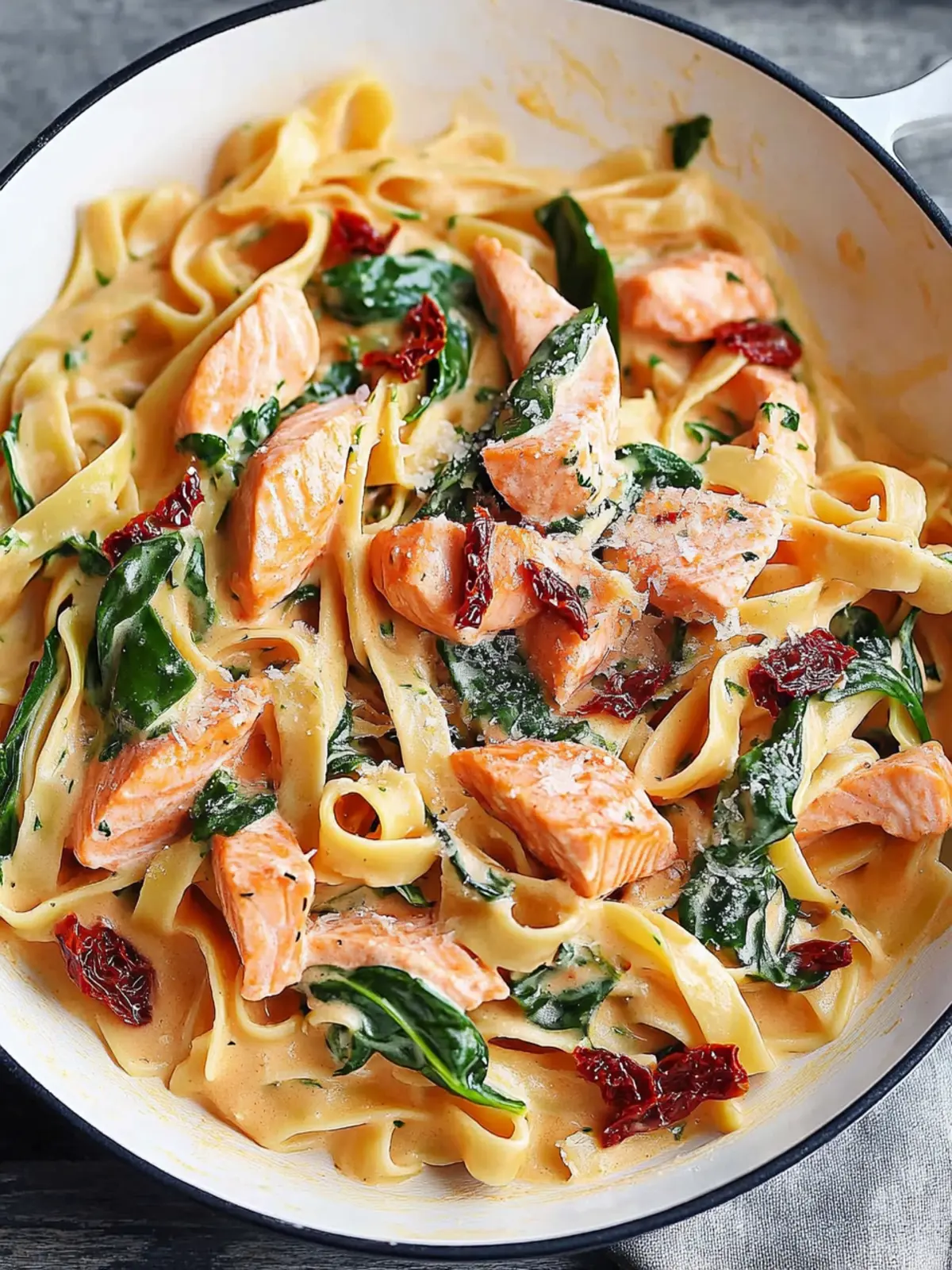 Creamy Salmon Pasta with Sun-Dried Tomato & Spinach Delight 5 Salmon Pasta with Sun-Dried Tomato Cream Sauce and Spinach