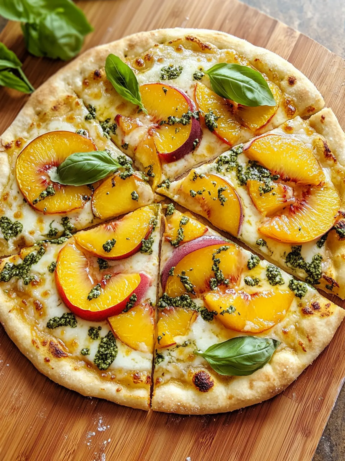 Savory Georgia Peach Pizza with Pesto and Goat Cheese Delights 3 Georgia Peach Pizza