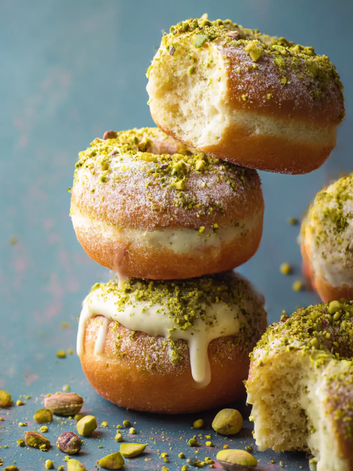 Decadent Donuts Filled With Pistachio Pastry Cream Delight 2 Donuts Filled With Pistachio Pastry Cream