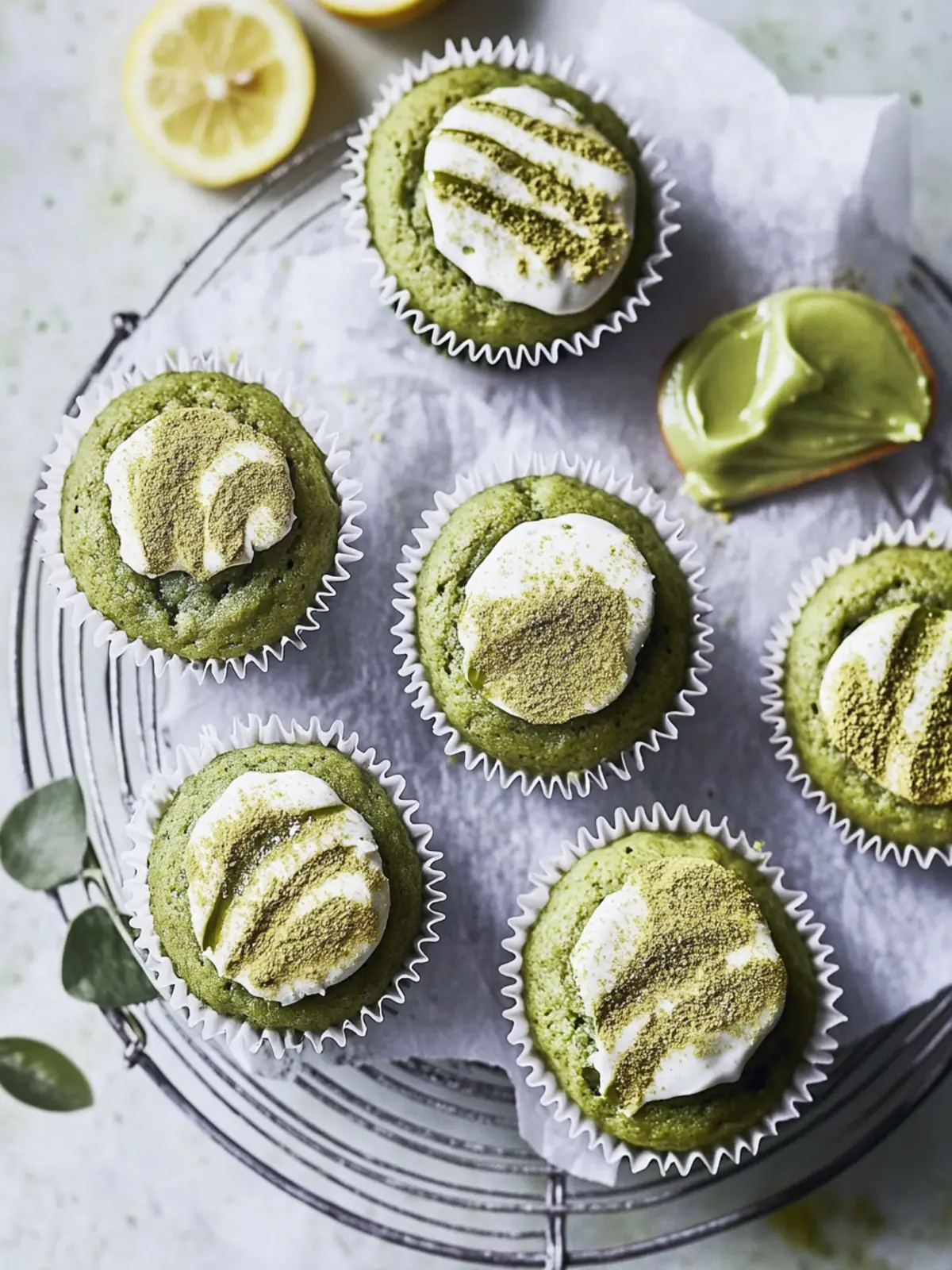 Delicious Matcha Muffins with Lemon Icing for a Fresh Twist 4 Matcha Muffins with Lemon Icing