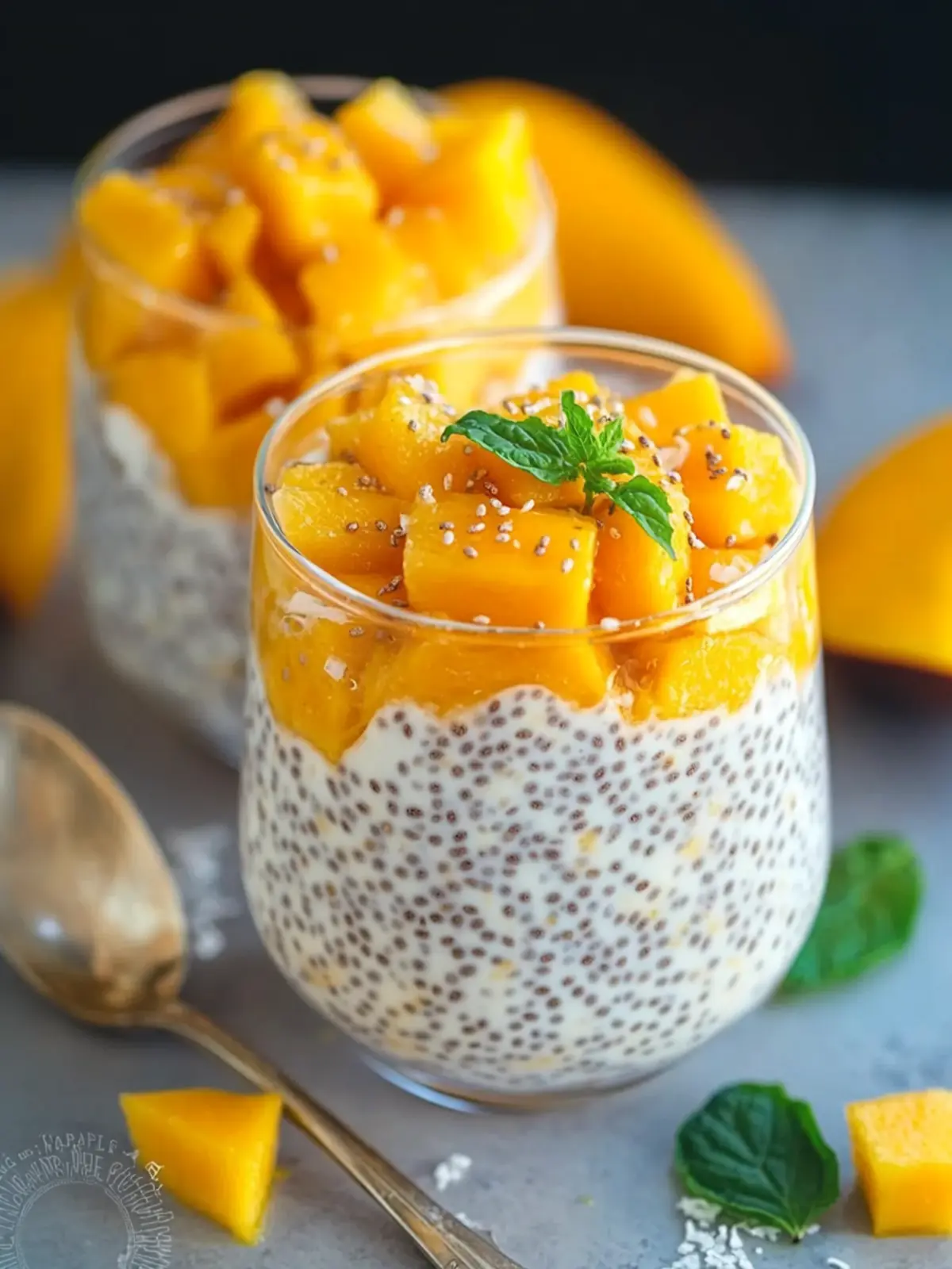 Delicious Fresh Mango Coconut Chia Seed Parfait Recipe! 2 Fresh Mango Coconut Chia Seed Parfait