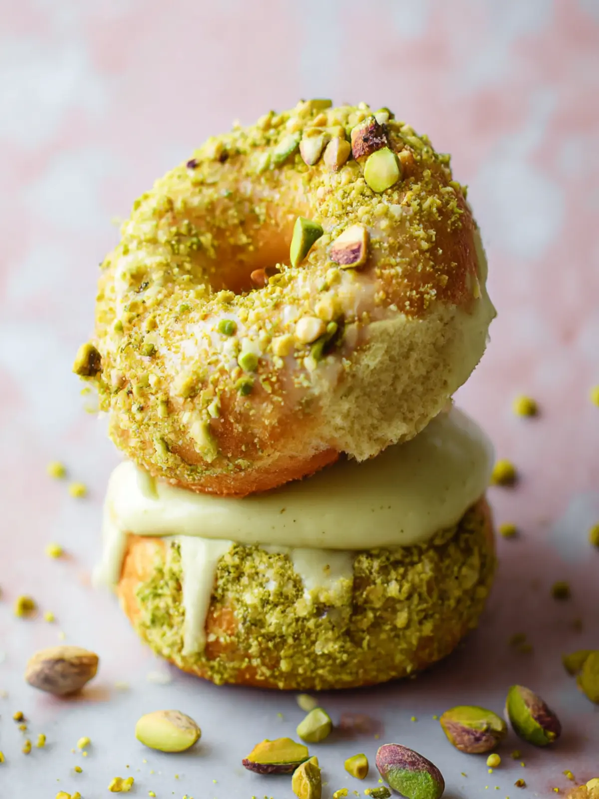 Decadent Donuts Filled With Pistachio Pastry Cream Delight 4 Donuts Filled With Pistachio Pastry Cream