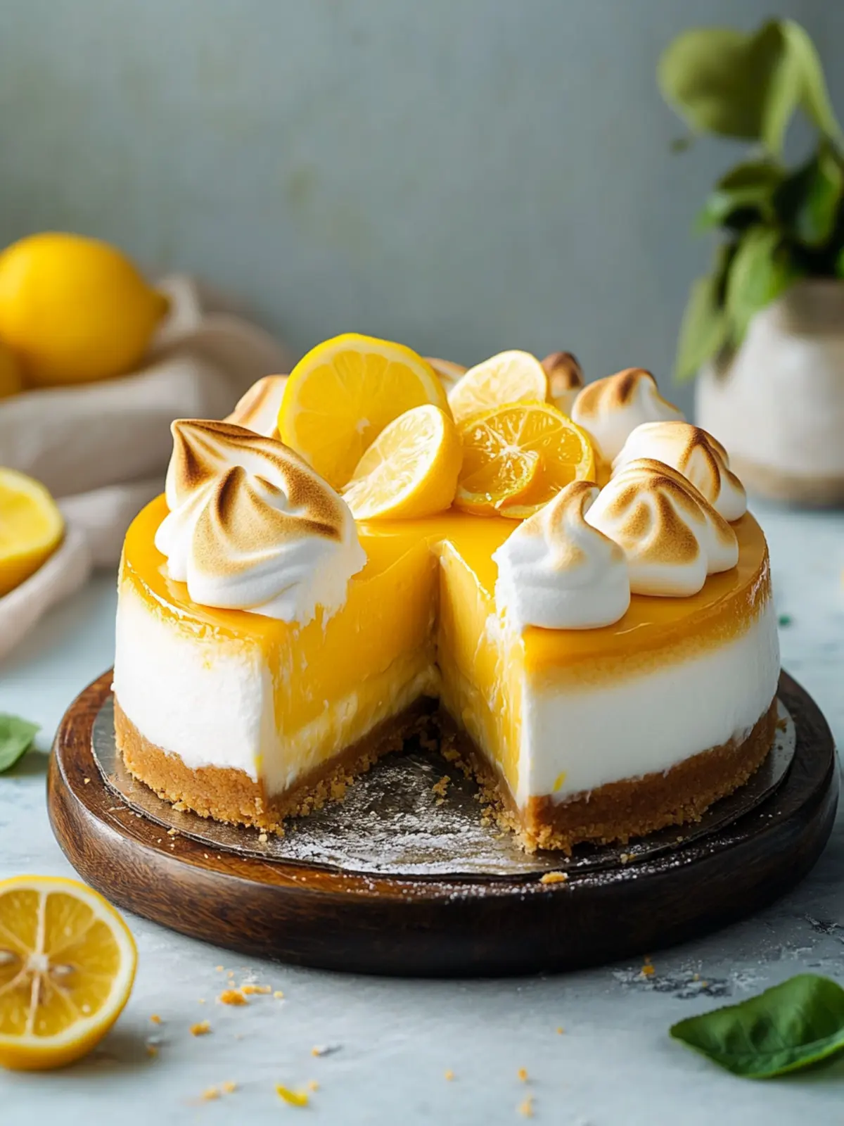 Gorgeous Lemon Cheesecake with Meringue Topping Delight 3 Lemon Cheesecake with Meringue Topping