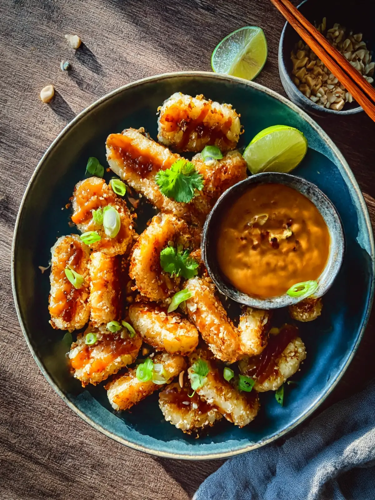 Irresistible Crispy Rice Cakes with Spicy Peanut Sauce Delight 5 Crispy Rice Cakes with Spicy Peanut Sauce