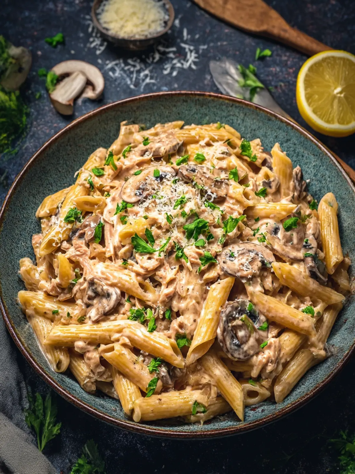 Deliciously Creamy Tuna and Mushroom Pasta in 20 Minutes! 4 Creamy Tuna and Mushroom Pasta