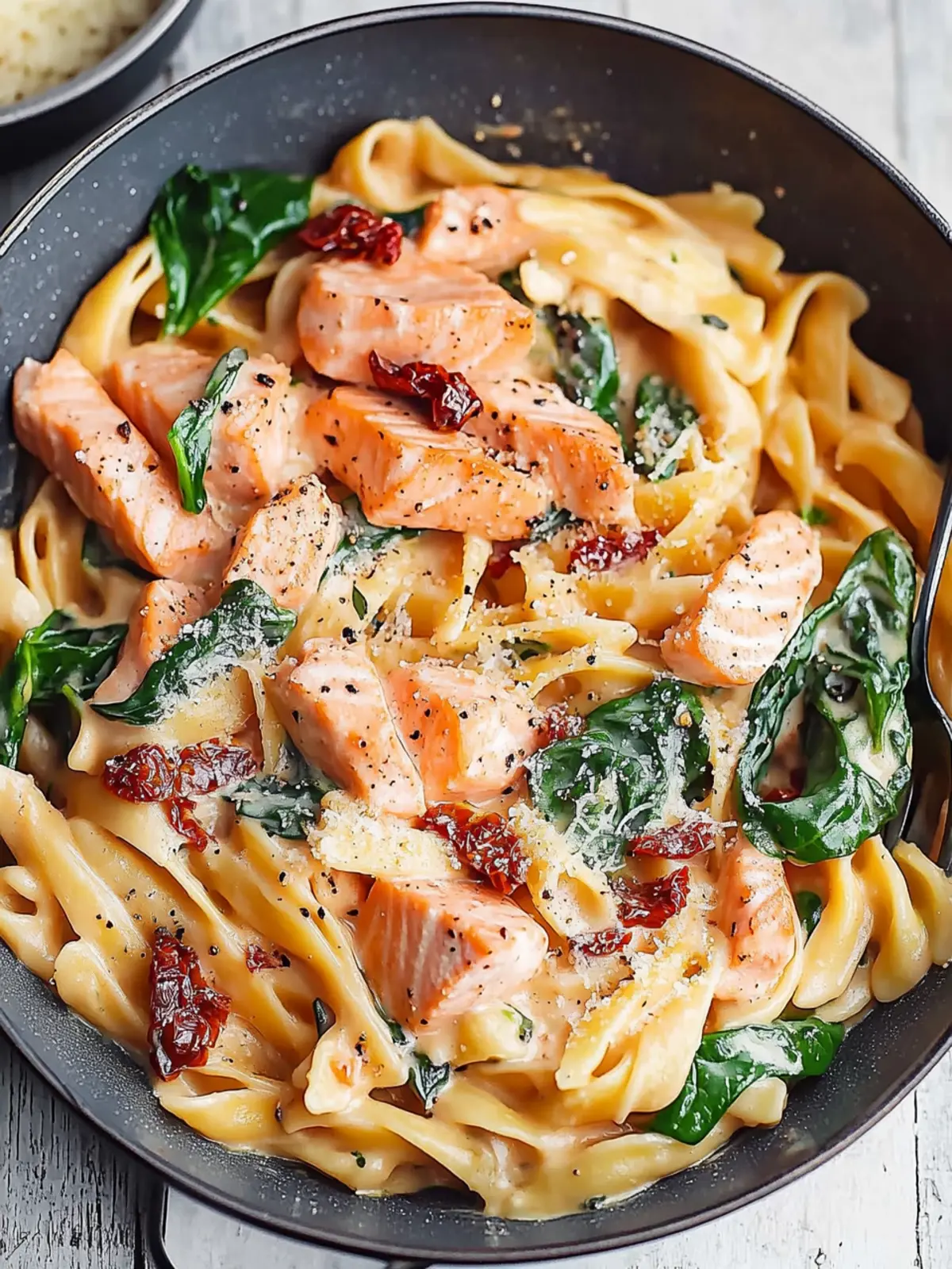 Creamy Salmon Pasta with Sun-Dried Tomato & Spinach Delight 4 Salmon Pasta with Sun-Dried Tomato Cream Sauce and Spinach