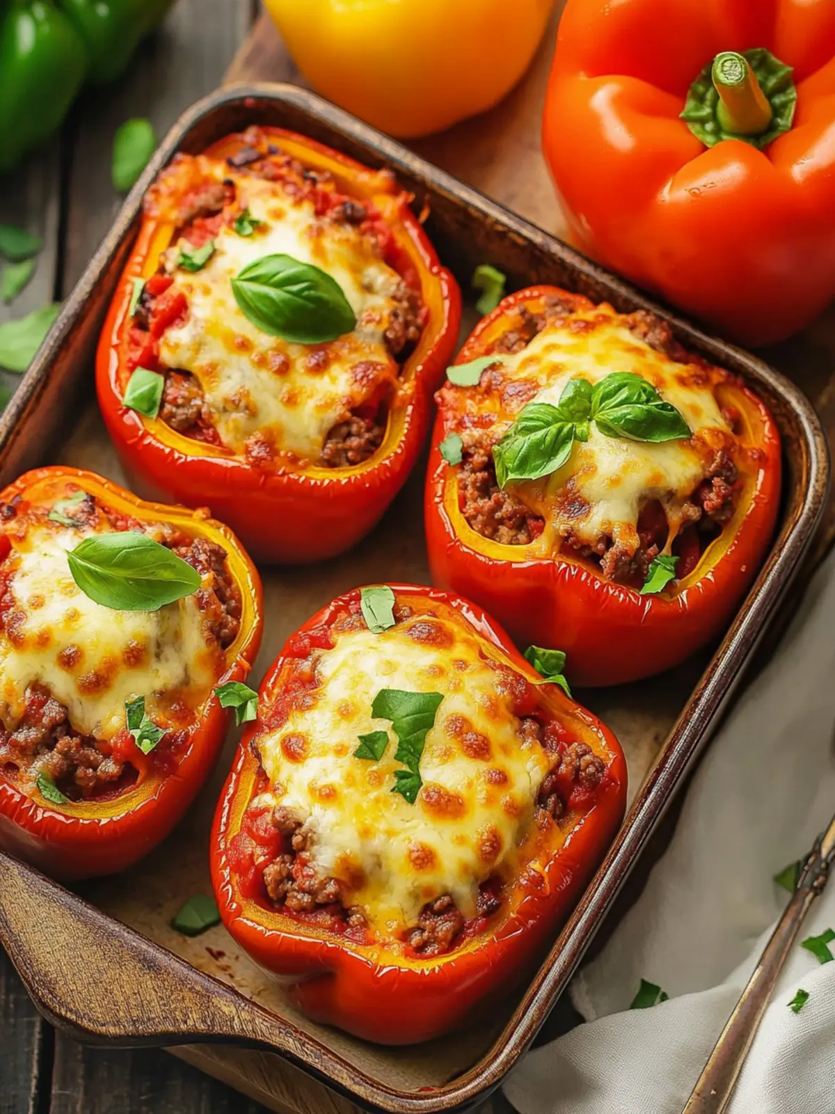 Irresistible Low Carb Pizza Stuffed Peppers with Ground Beef 5 Low Carb Pizza Stuffed Peppers with Ground Beef