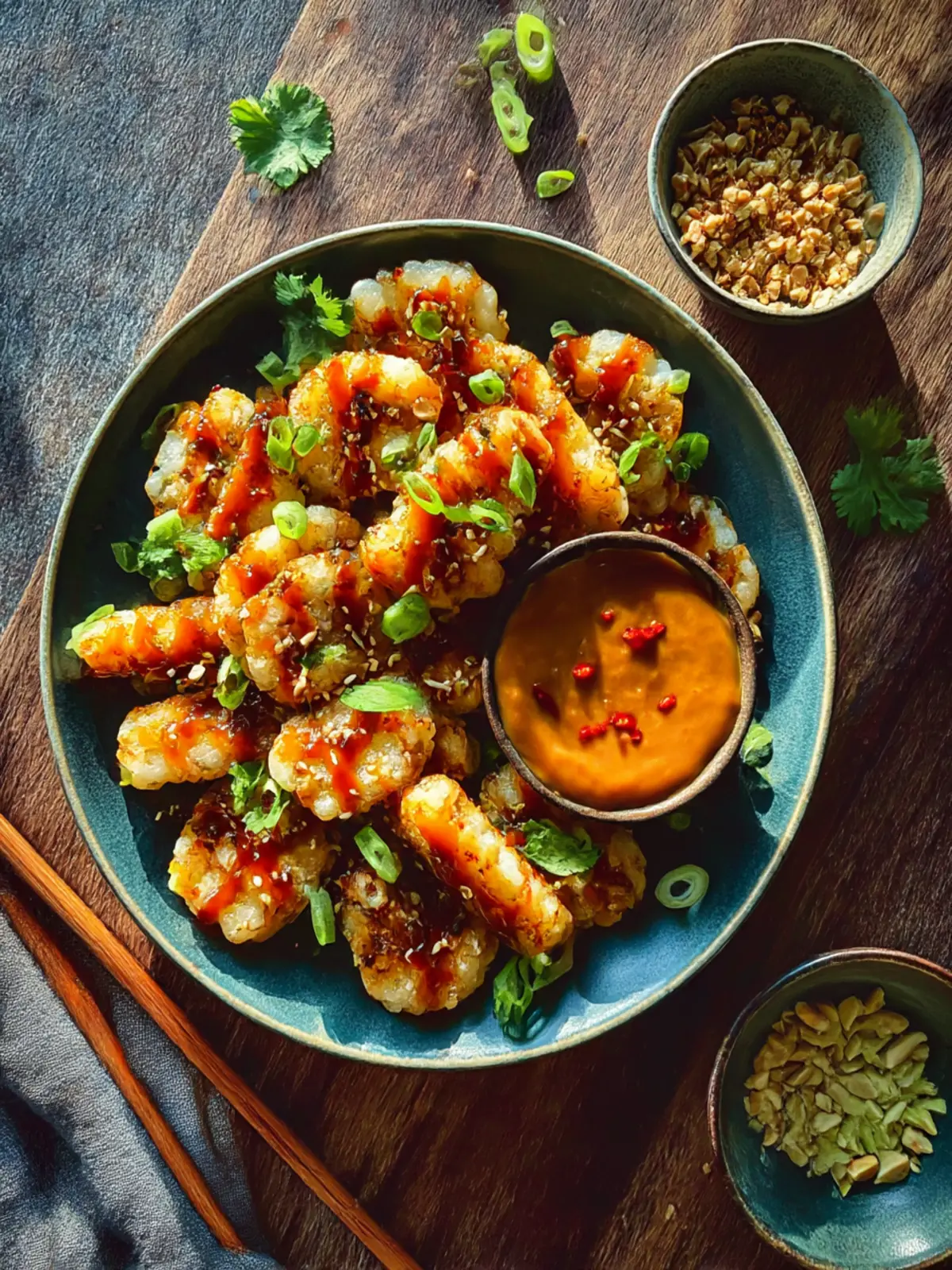 Irresistible Crispy Rice Cakes with Spicy Peanut Sauce Delight 2 Crispy Rice Cakes with Spicy Peanut Sauce