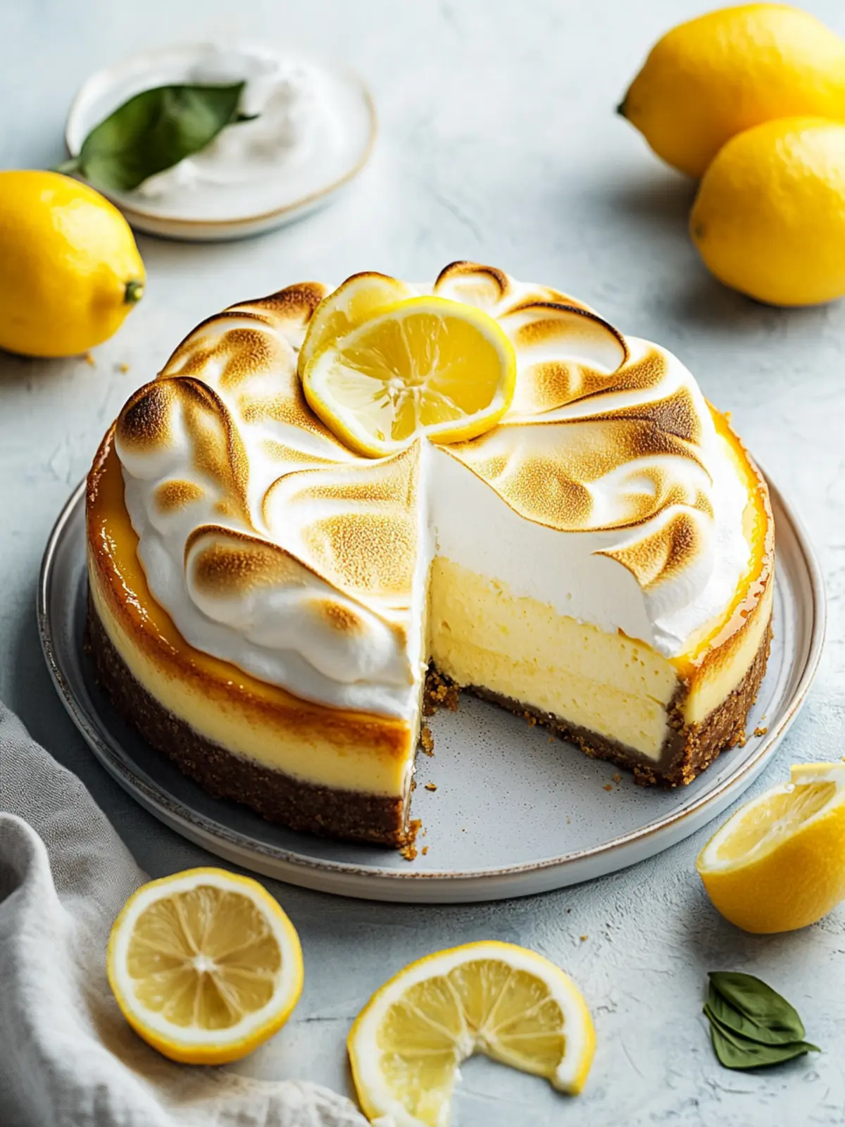 Gorgeous Lemon Cheesecake with Meringue Topping Delight 4 Lemon Cheesecake with Meringue Topping