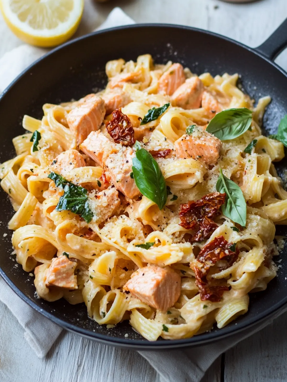 Delicious Salmon Pasta With Sun-Dried Tomatoes in 30 Minutes 4 Salmon Pasta With Sun-Dried Tomatoes