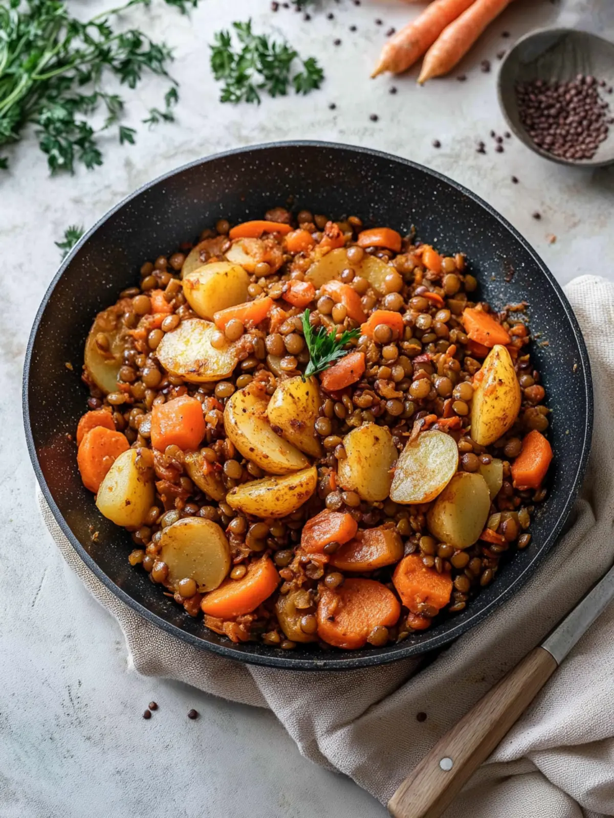 Delicious Skillet Potato Recipe with Lentils and Carrots 3 Skillet Potato Recipe with Lentils and Carrots