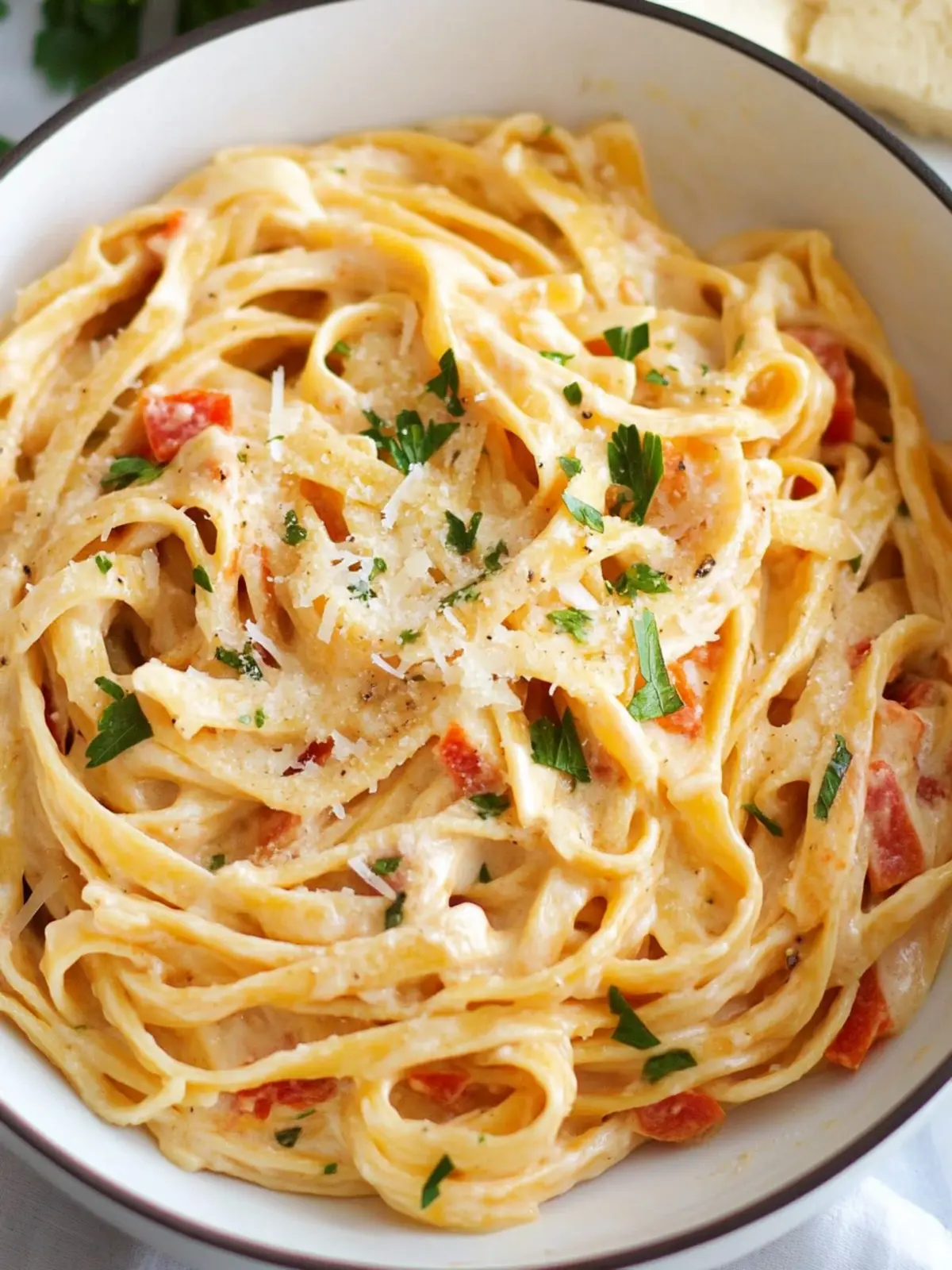 Creamy Roasted Garlic and Red Pepper Fettuccine Alfredo Delight 2 Roasted Garlic and Red Pepper Fettuccine Alfredo