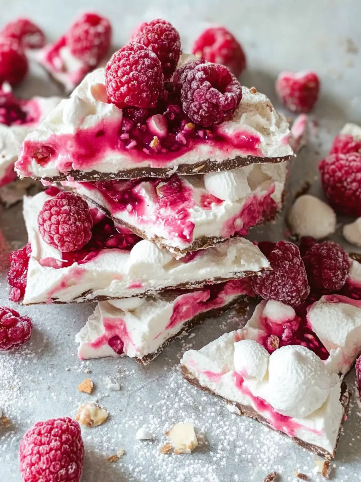 Raspberry Meringue Bark