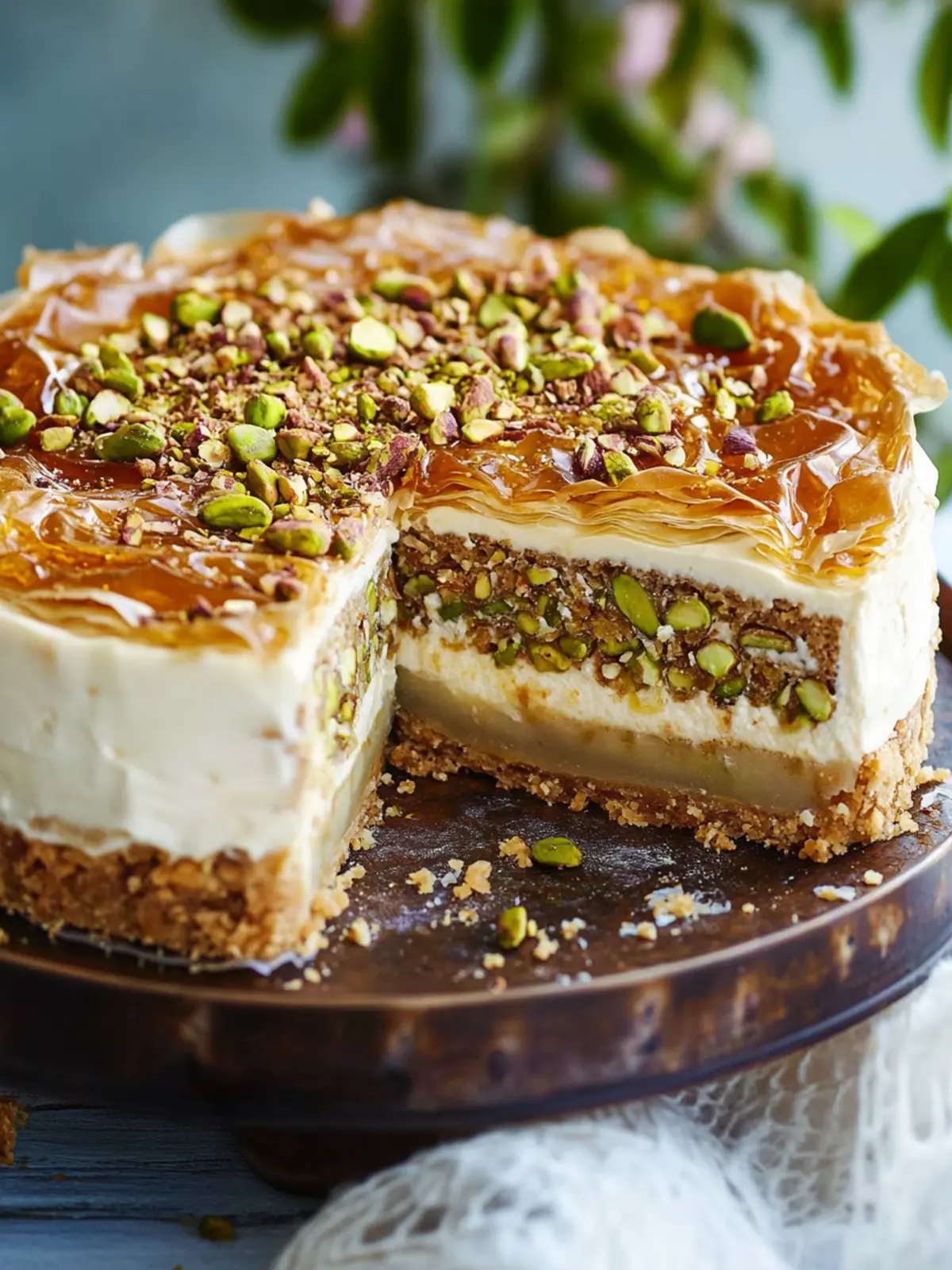 Decadent Pistachio Honey Baklava Cheesecake You’ll Love 3 Pistachio Honey Baklava Cheesecake