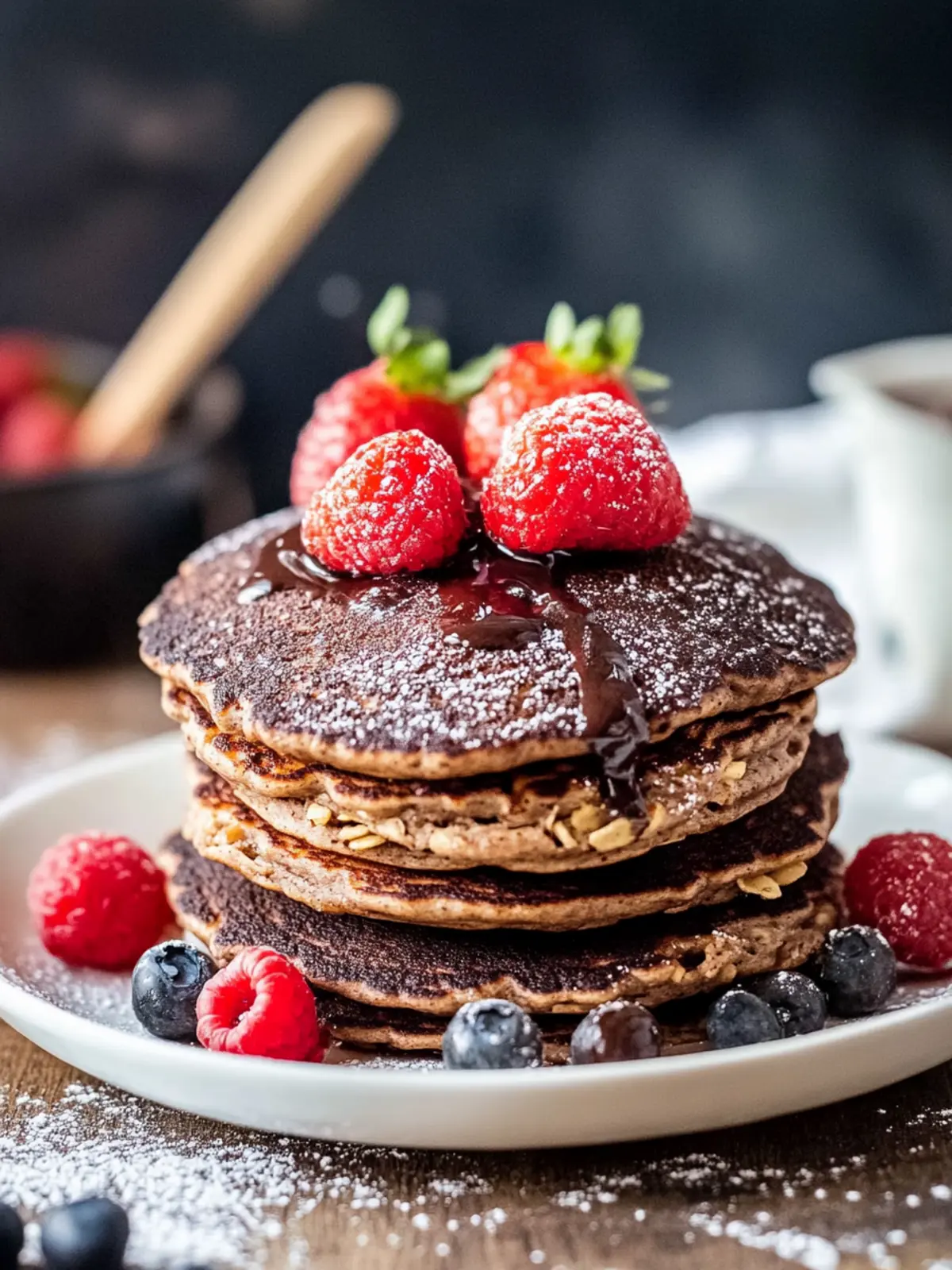 Irresistibly Fluffy Chocolate Oat Pancakes for Everyone 4 Chocolate Oat Pancakes