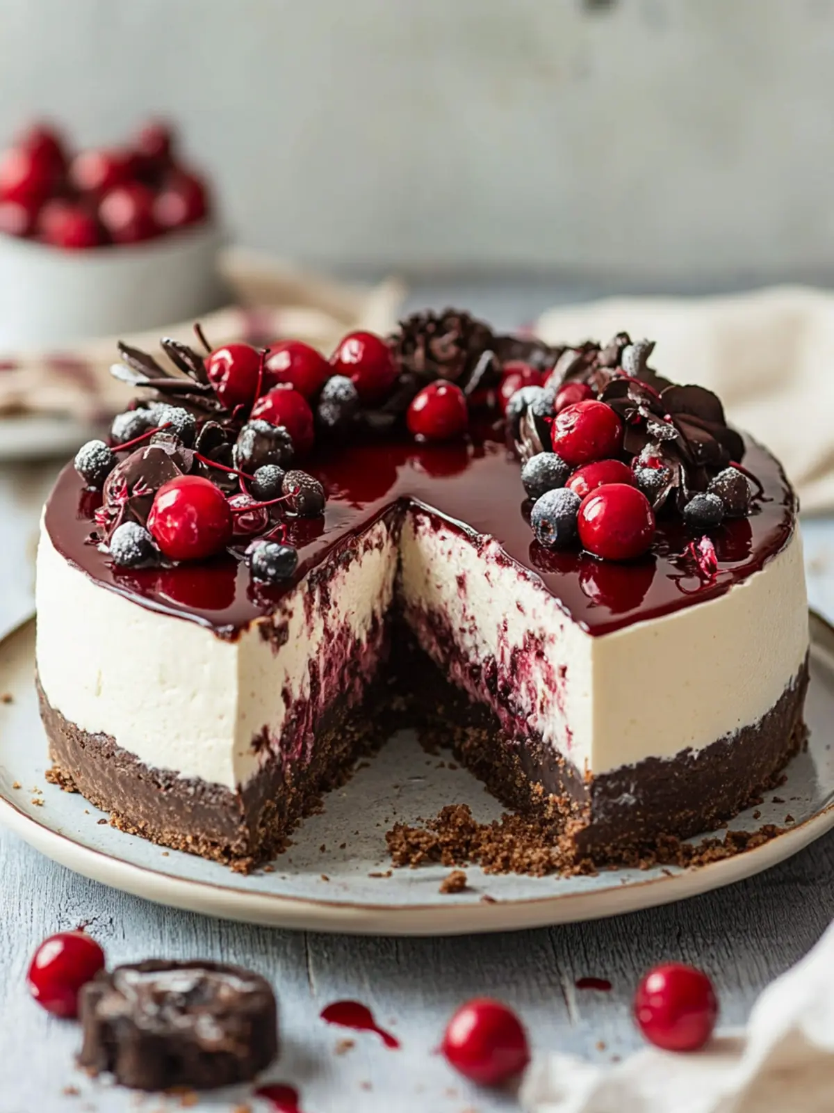 Indulge in No Bake Black Forest Cheesecake Bliss 2 Black Forest Cheesecake