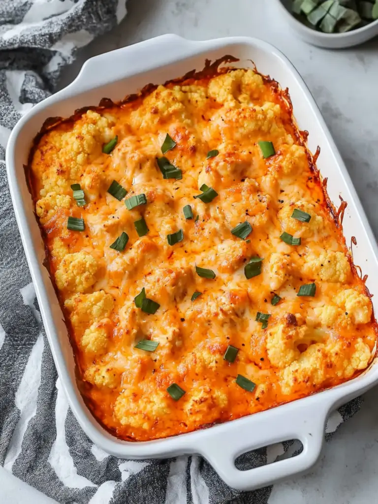 Creamy Buffalo Chicken Cauliflower Casserole