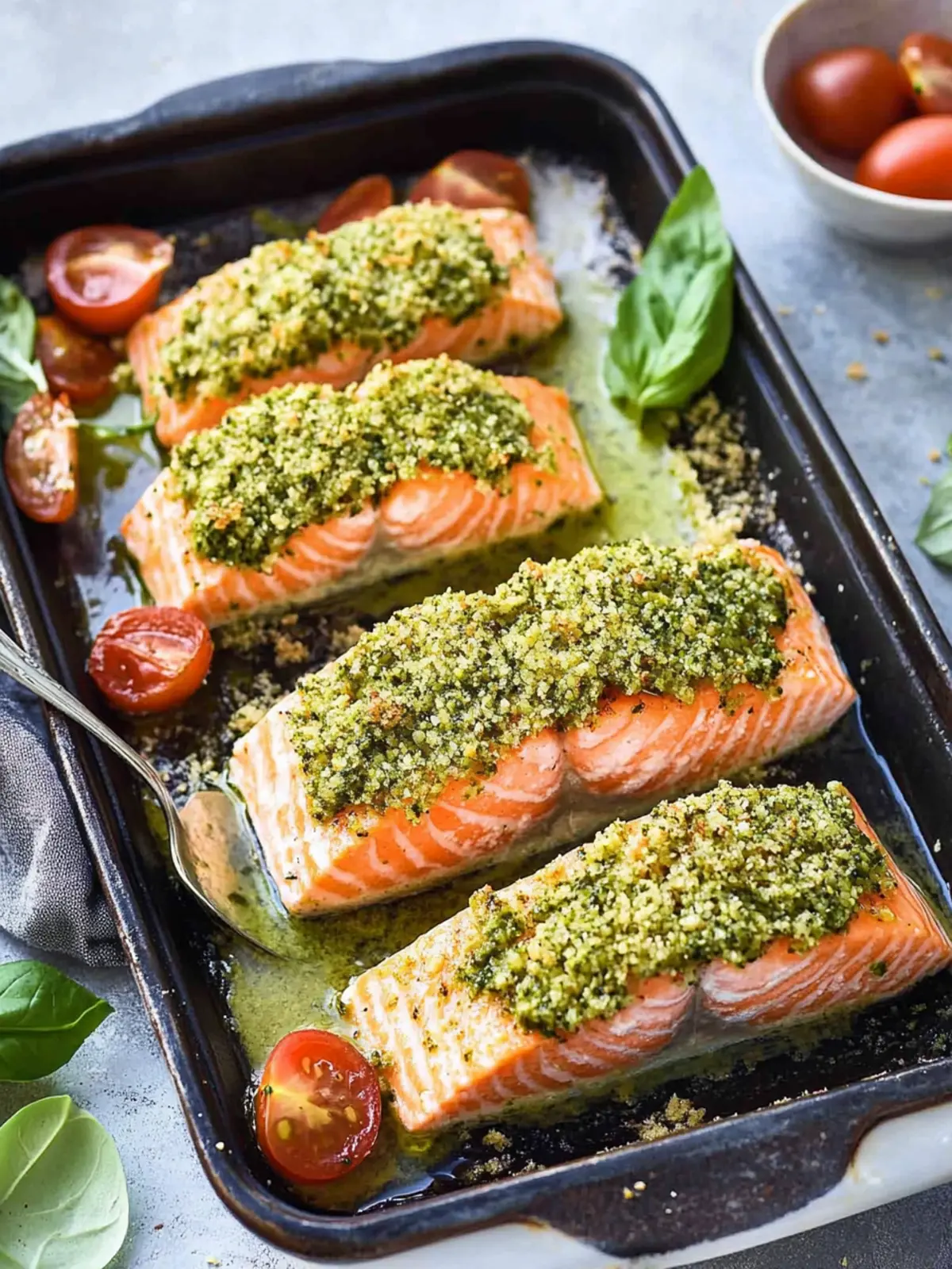 Delicious Salmon with Pesto Crust Ready in Just 20 Minutes 2 SALMON WITH PESTO CRUST