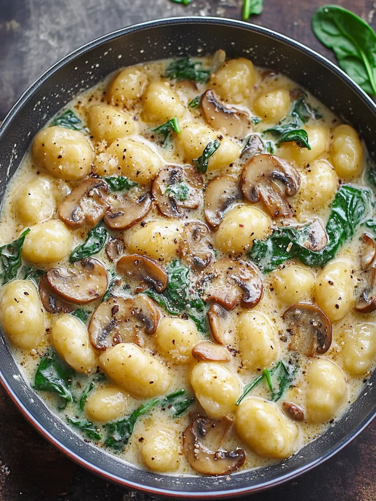 Creamy Spinach and Mushroom Gnocchi