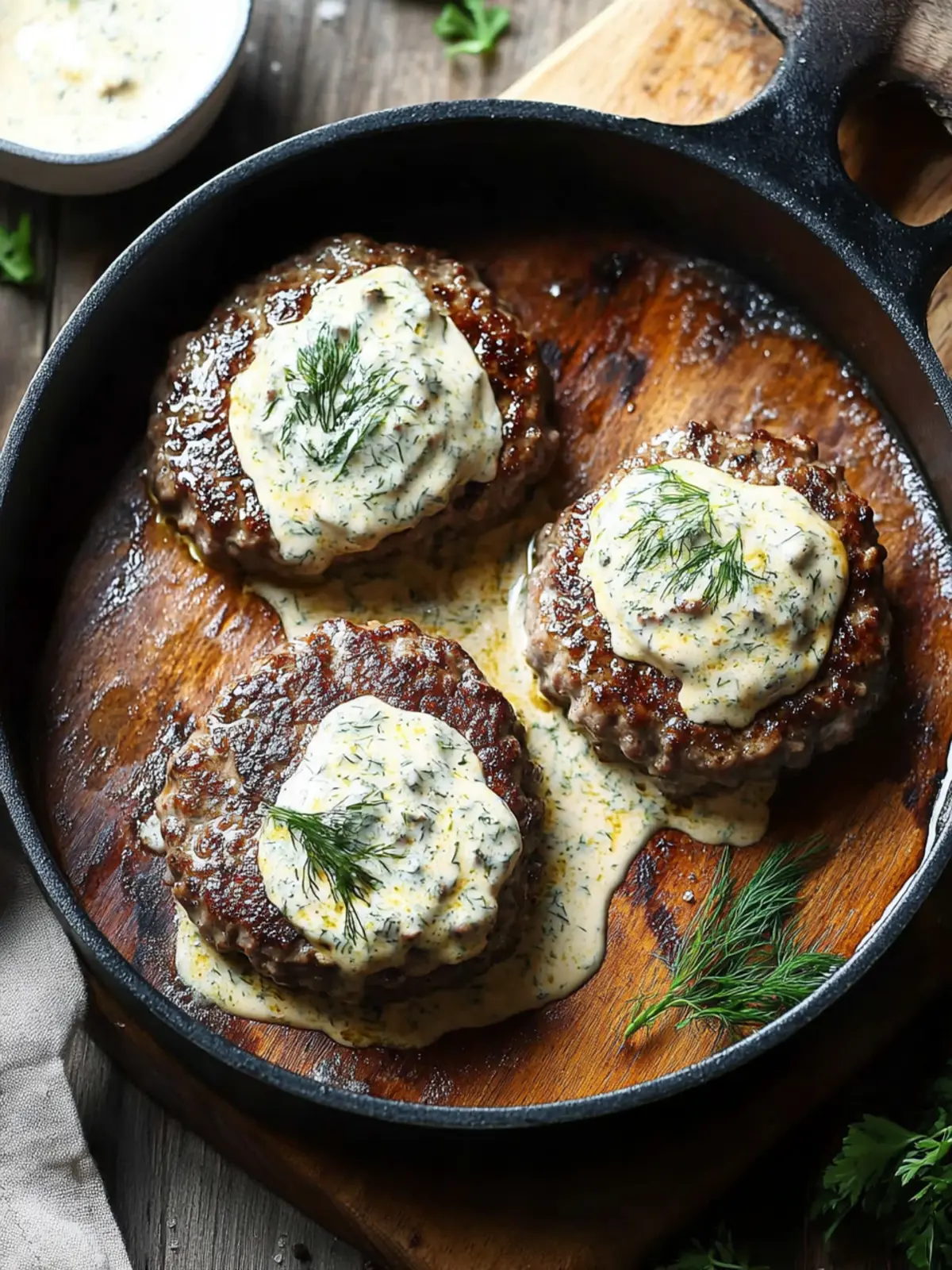 Hamburger Steaks in Creamy Dill Sauce