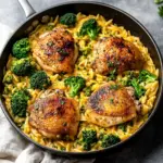 Skillet Chicken Thighs with Broccoli Cheddar Orzo Bliss 45 Skillet Chicken Thighs with Broccoli Cheddar Orzo