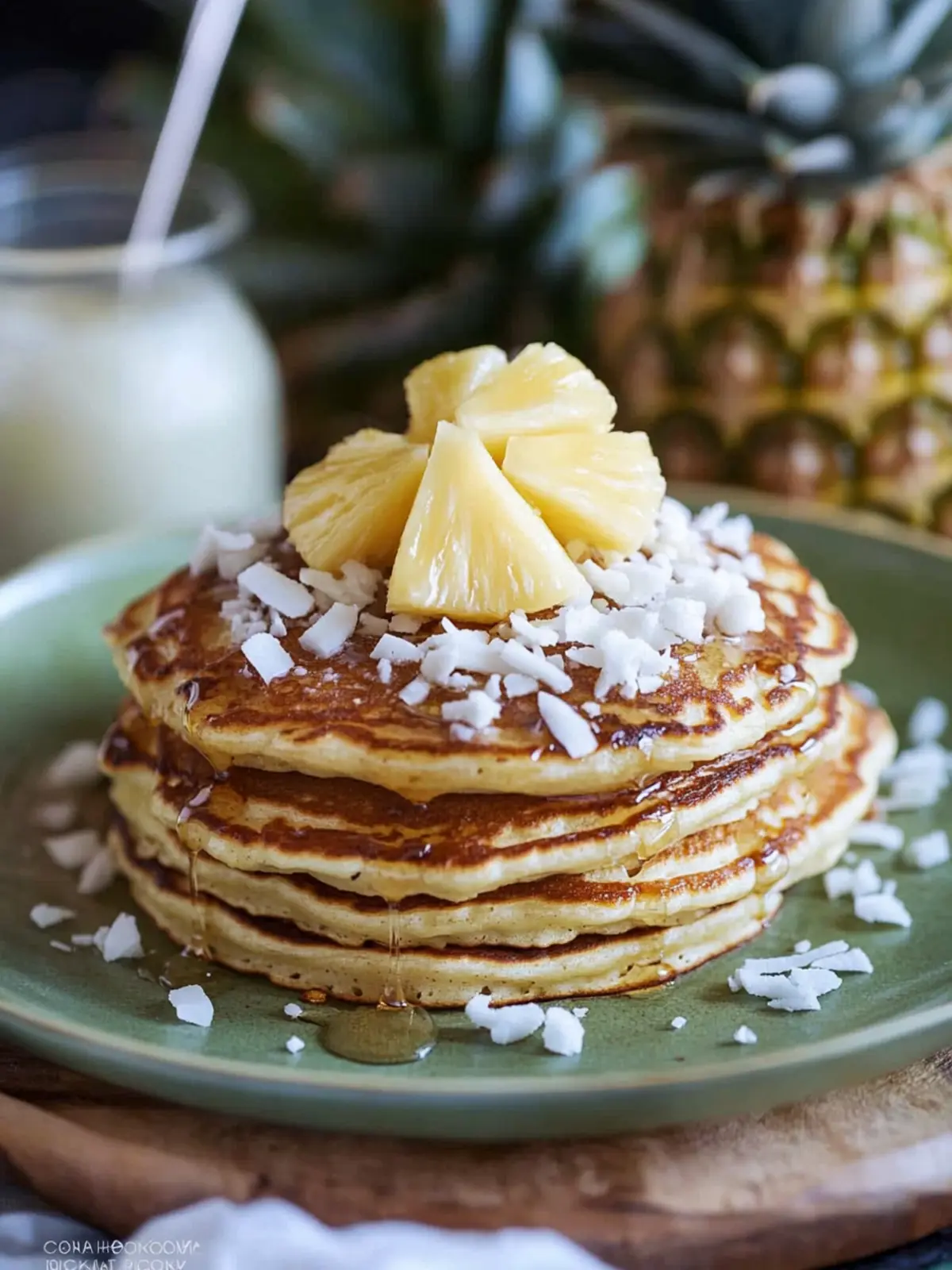 Tropical Pineapple Pancakes with Coconut Drizzle Delight 2 Pineapple Pancakes with Coconut Drizzle